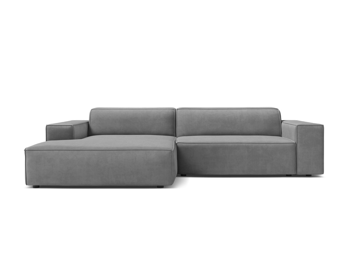 Linksseitige 3-Sitzer-Eckcouch JODIE in grauem Samt