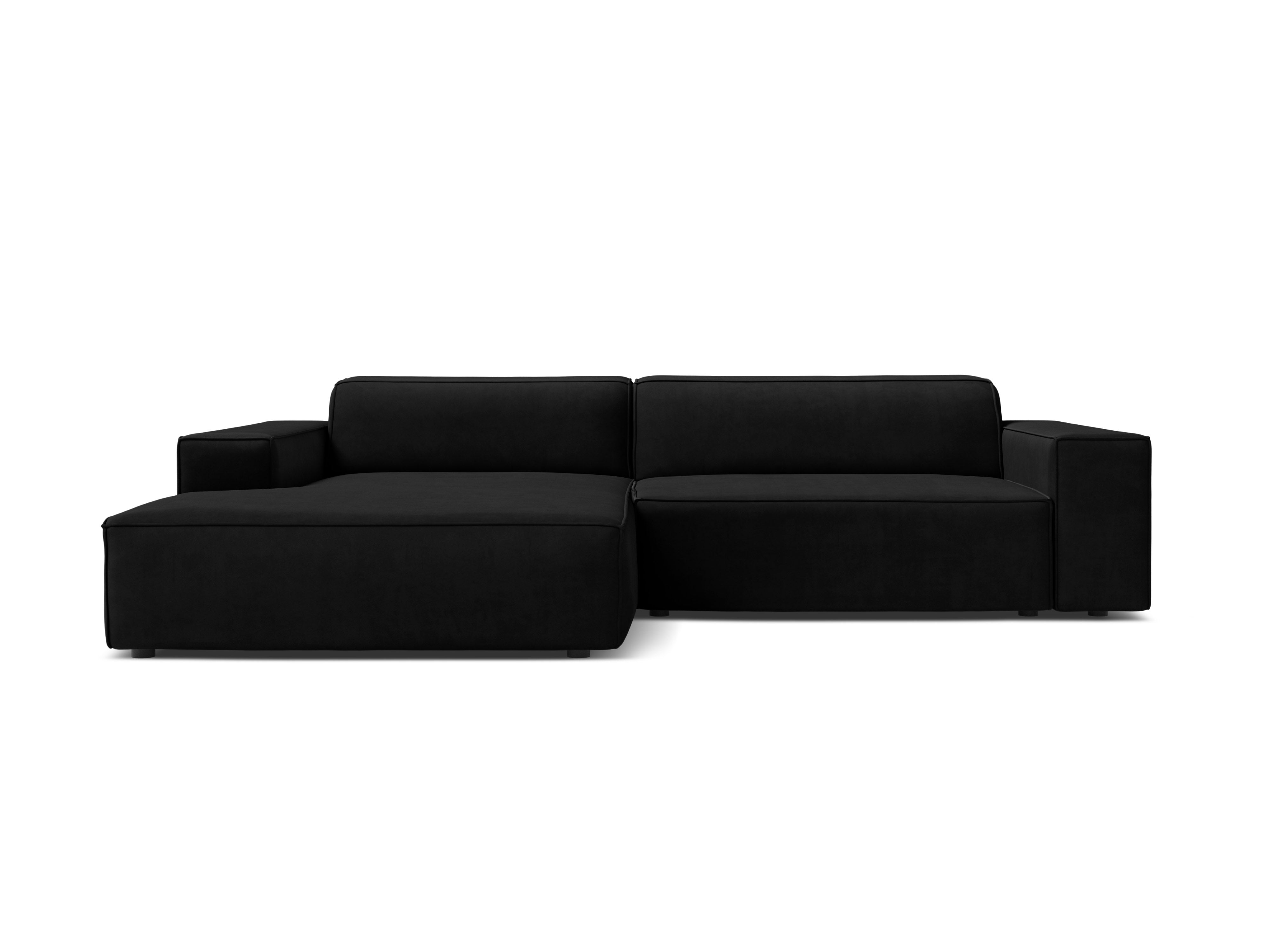 Samt-Ecksofa links 3-sitzig JODIE schwarz