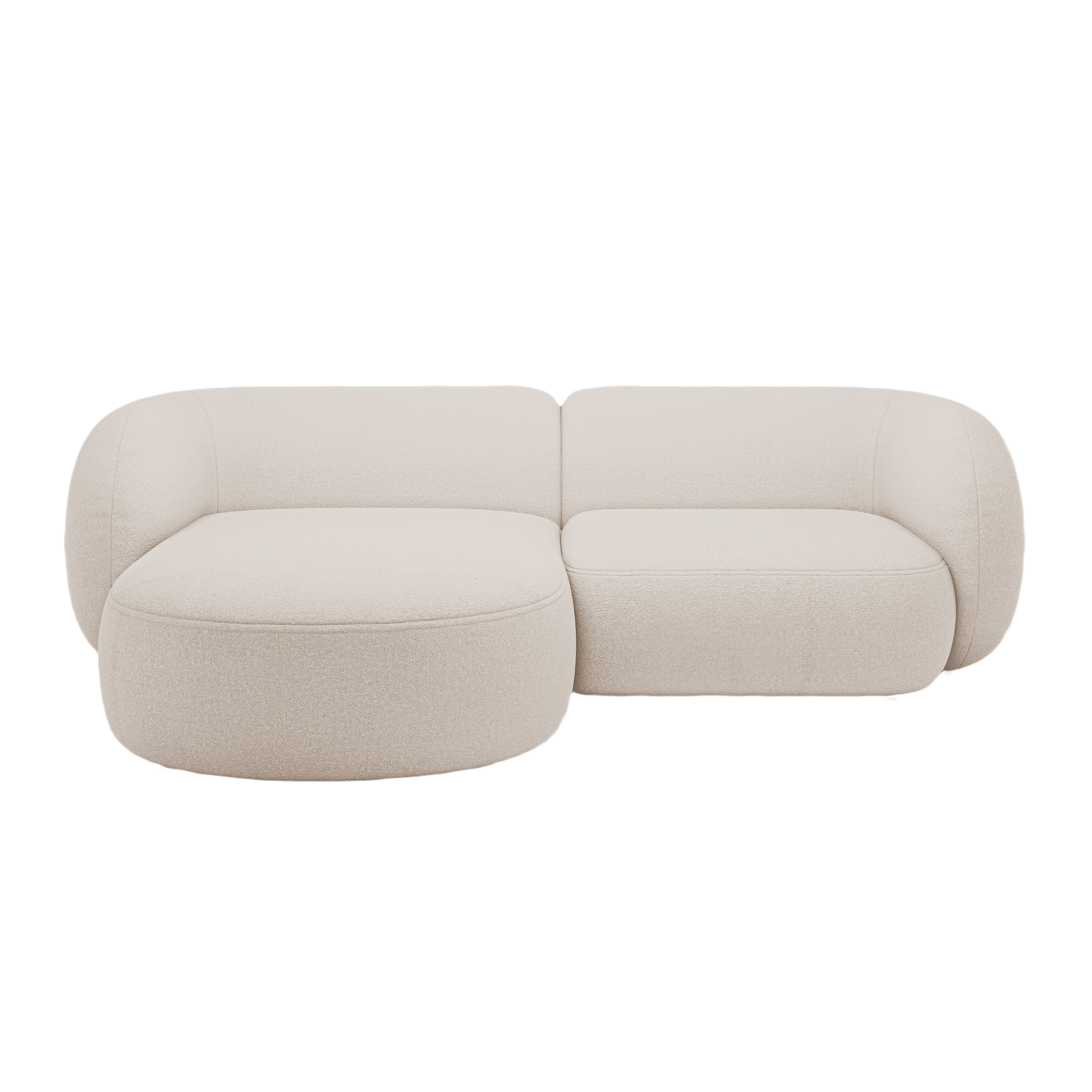 Left-sided 2-seater sofa KATE beige boucle