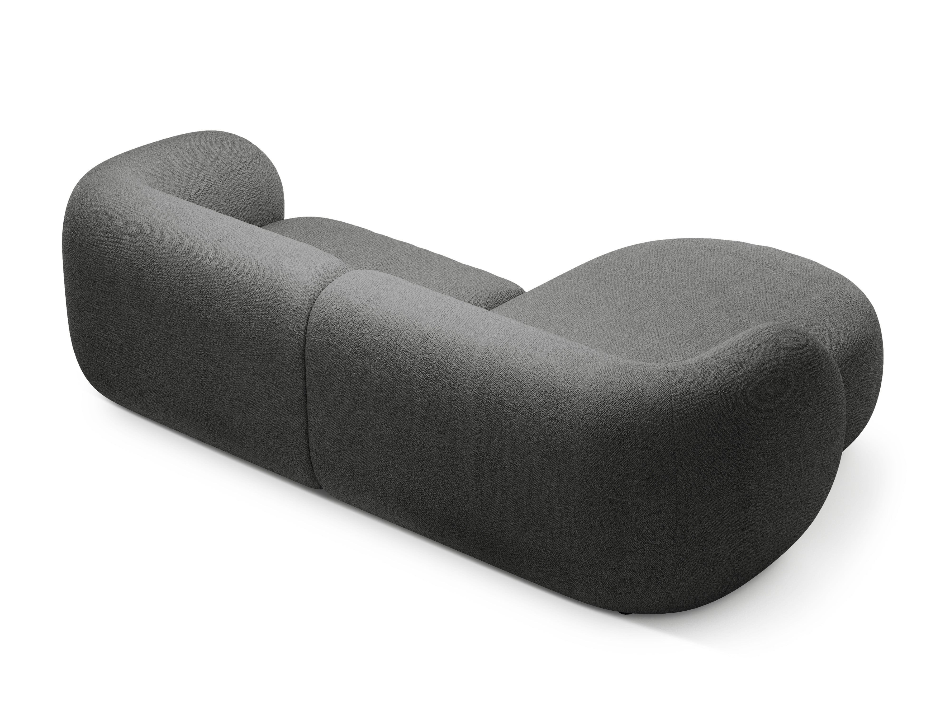 Left-sided 2-seater corner sofa KATE dark gray boucle