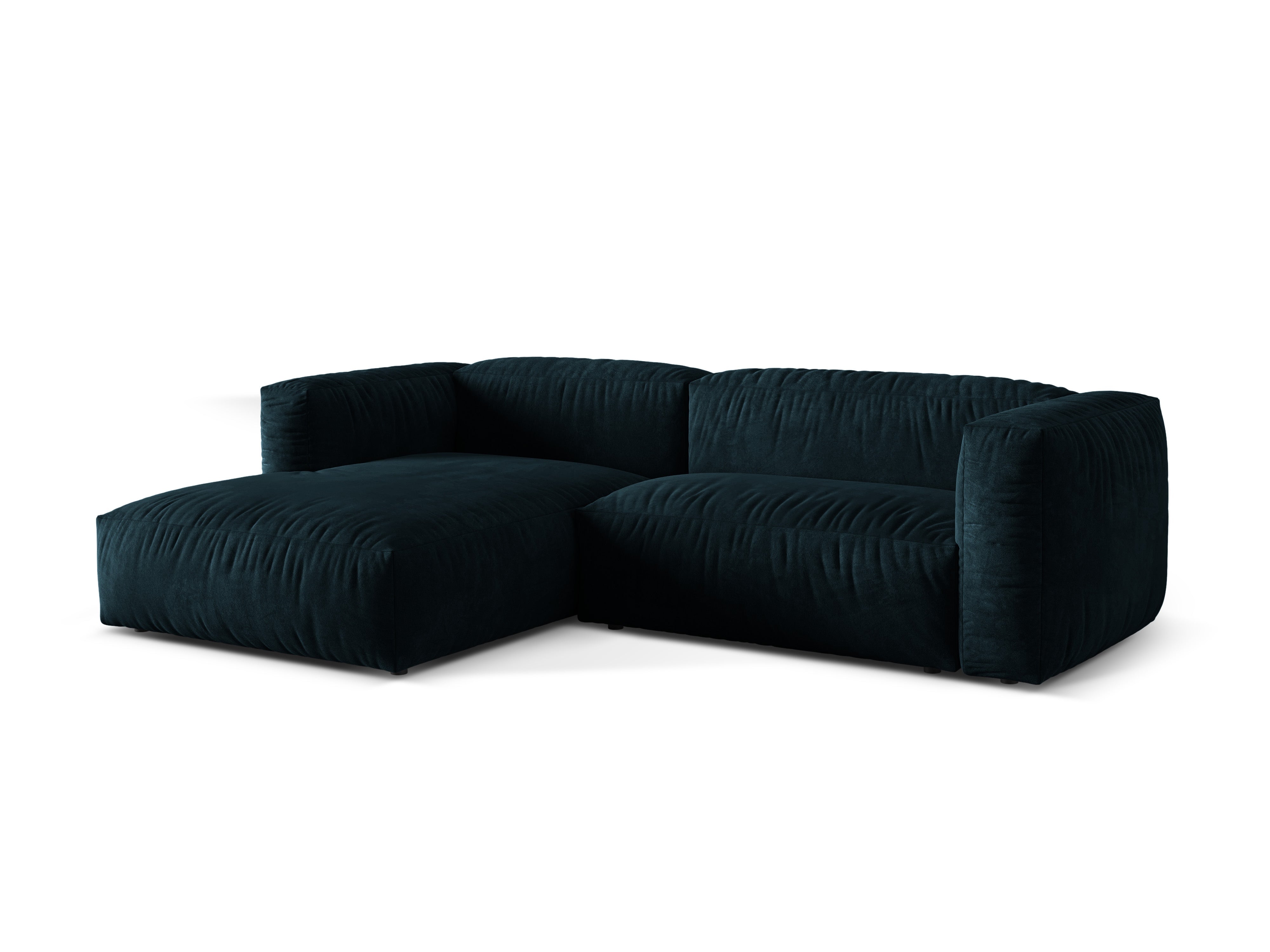 Left-handed 2-seater velvet Martin navy blue Petrol