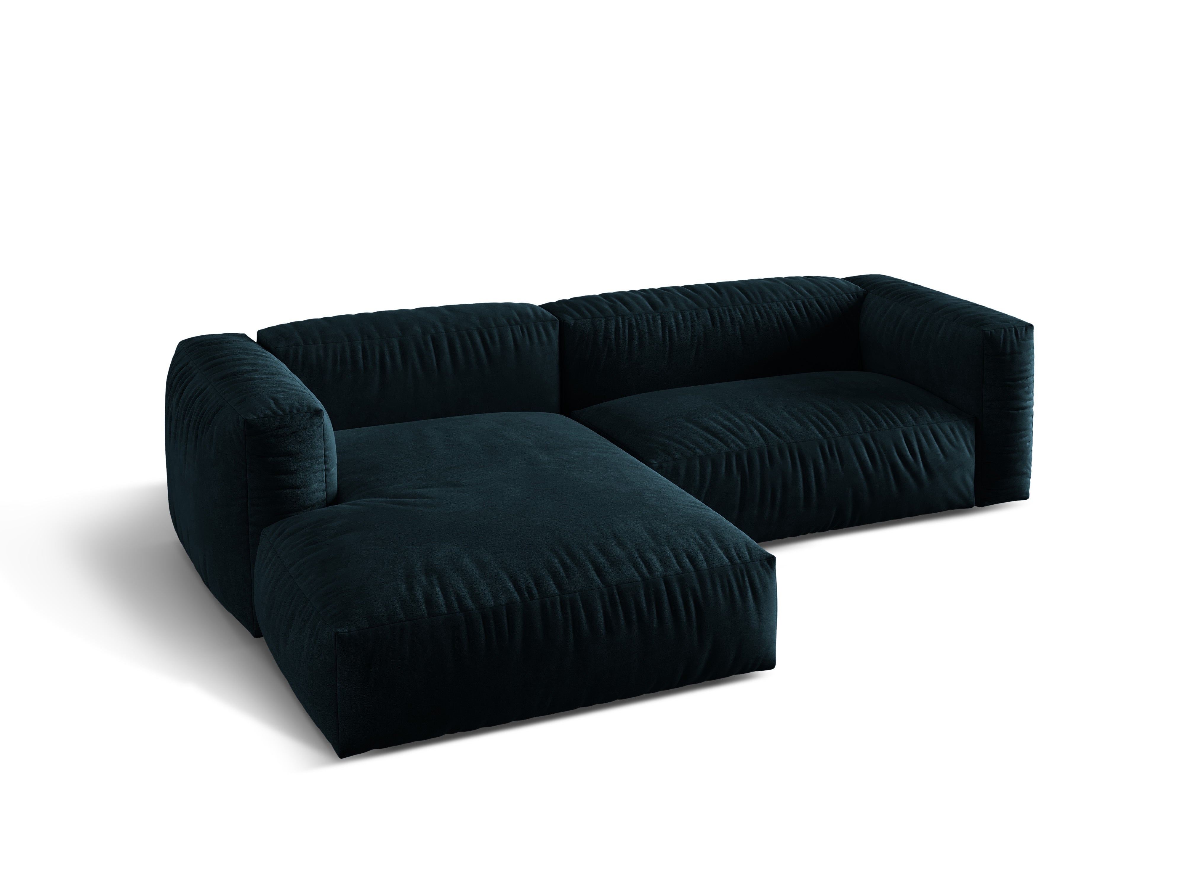 Left-handed 2-seater velvet Martin navy blue Petrol