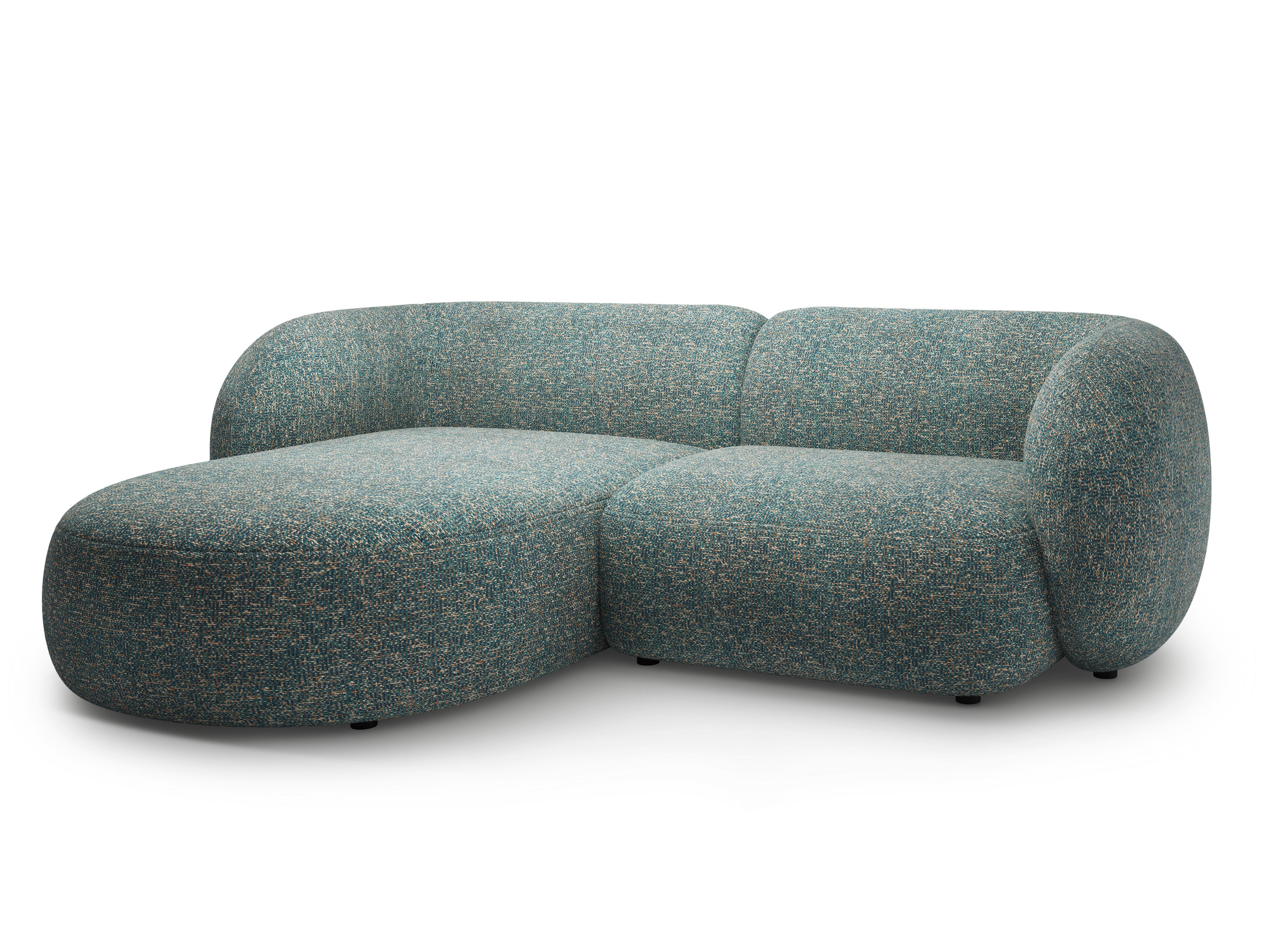 Linksseitiges 2-Sitzer-Sofa KATE in blauer Melange