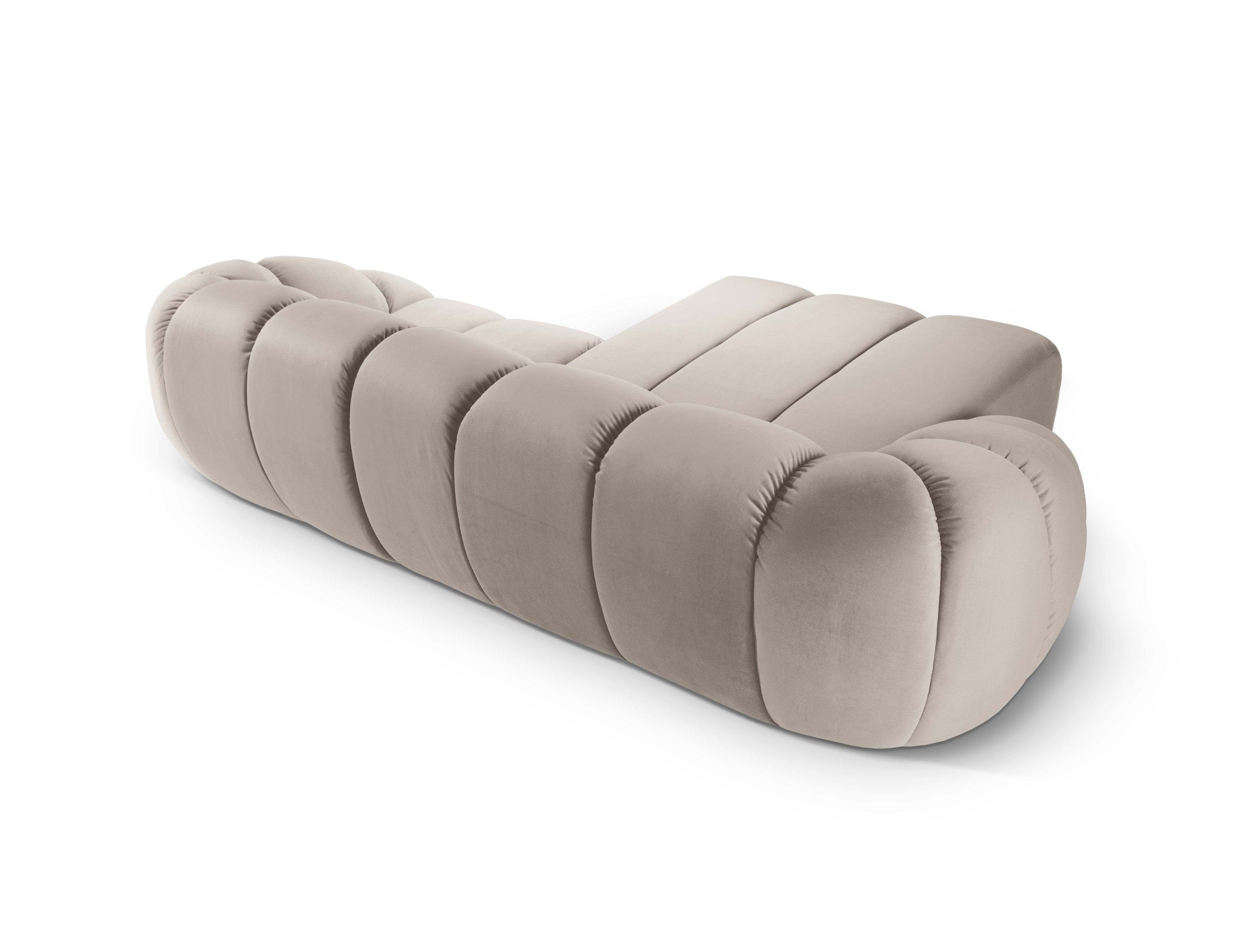 Velvet corner sofa for 3 people, left-sided, DIANA, beige