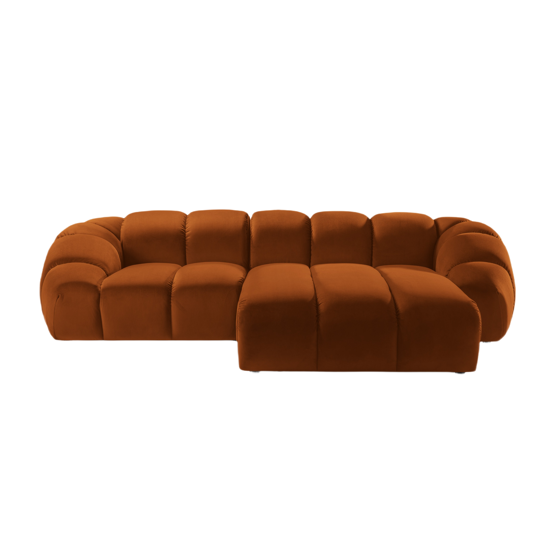 Samt-Ecksofa für 3 Personen rechts DIANA terracotta