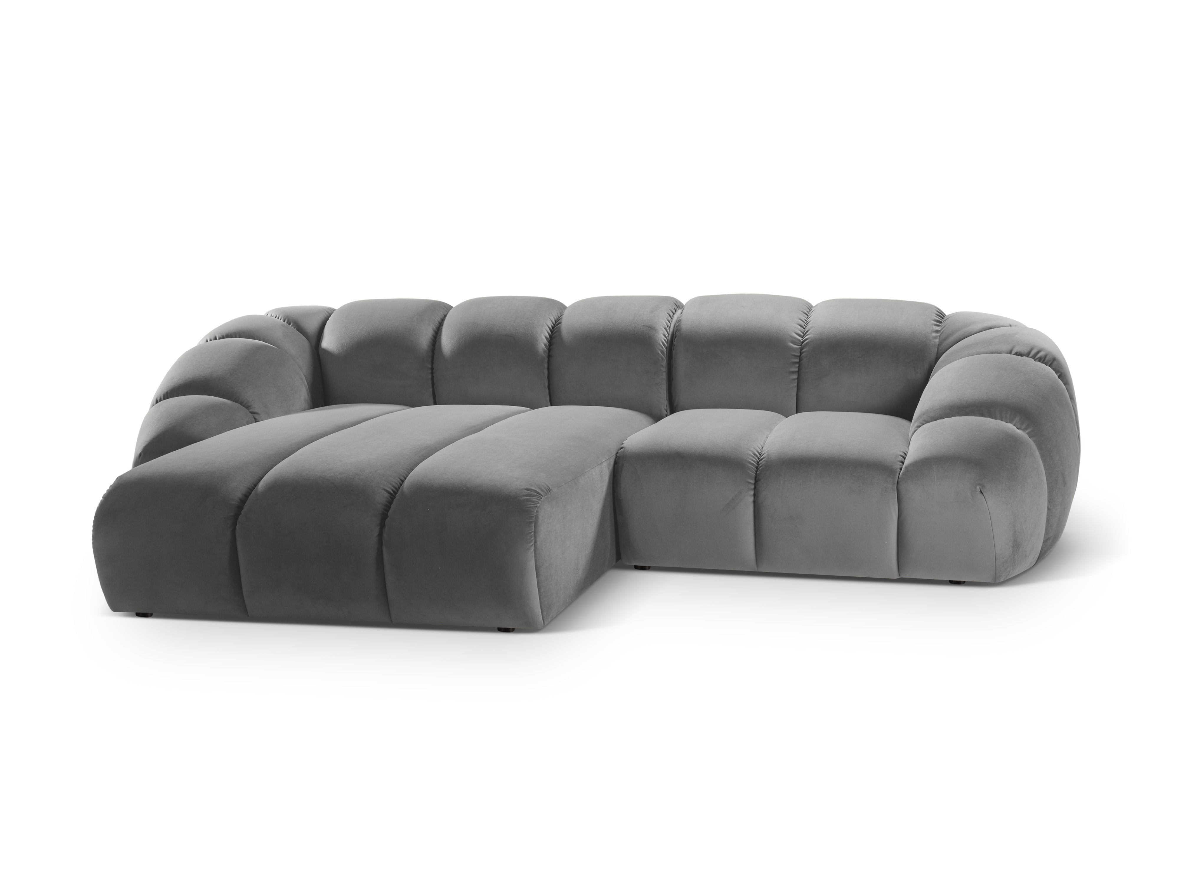 Gray left-facing 3-seater velvet sofa DIANA