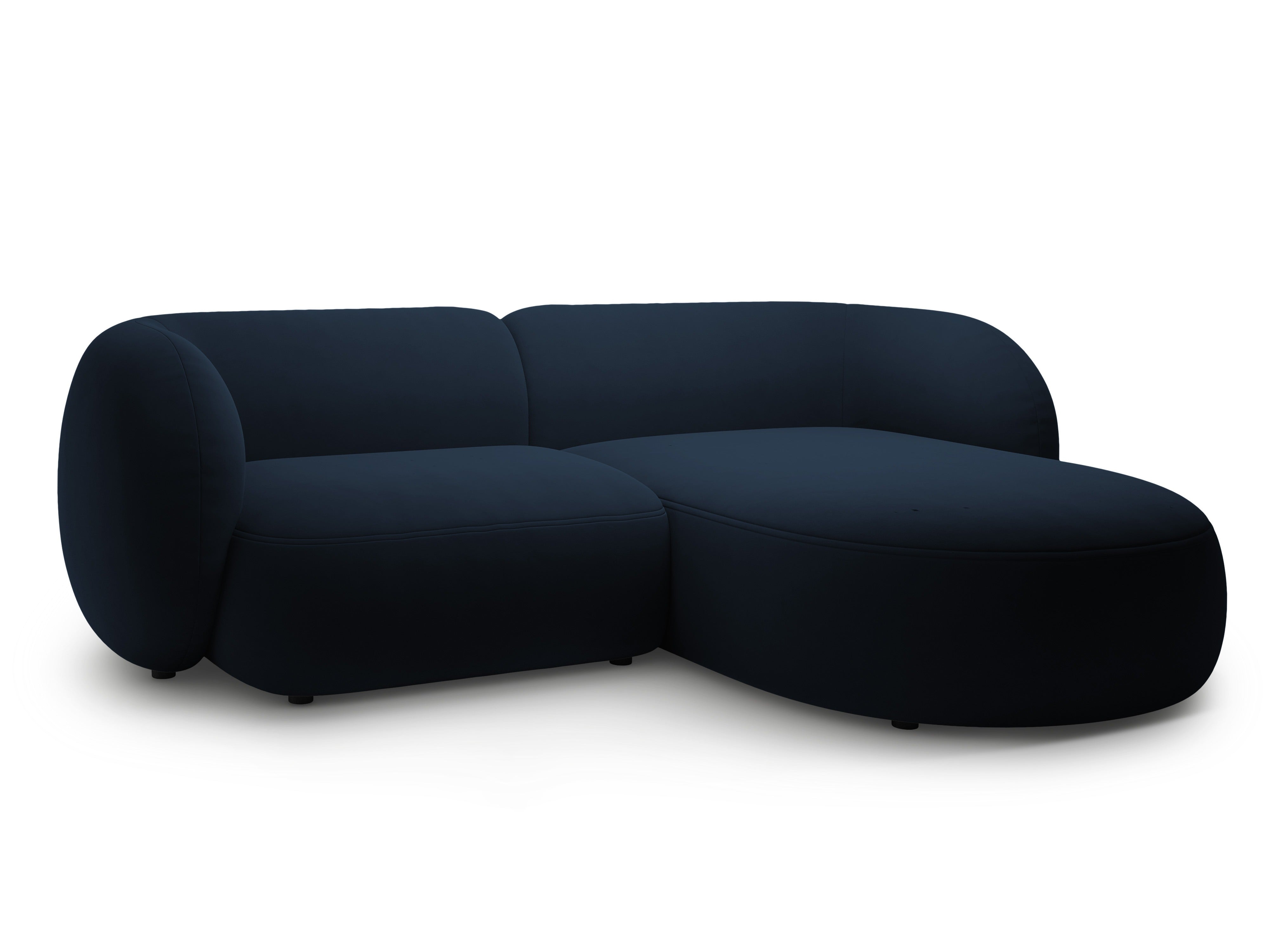 Right-facing velvet corner sofa for 2 people KATE royal blue