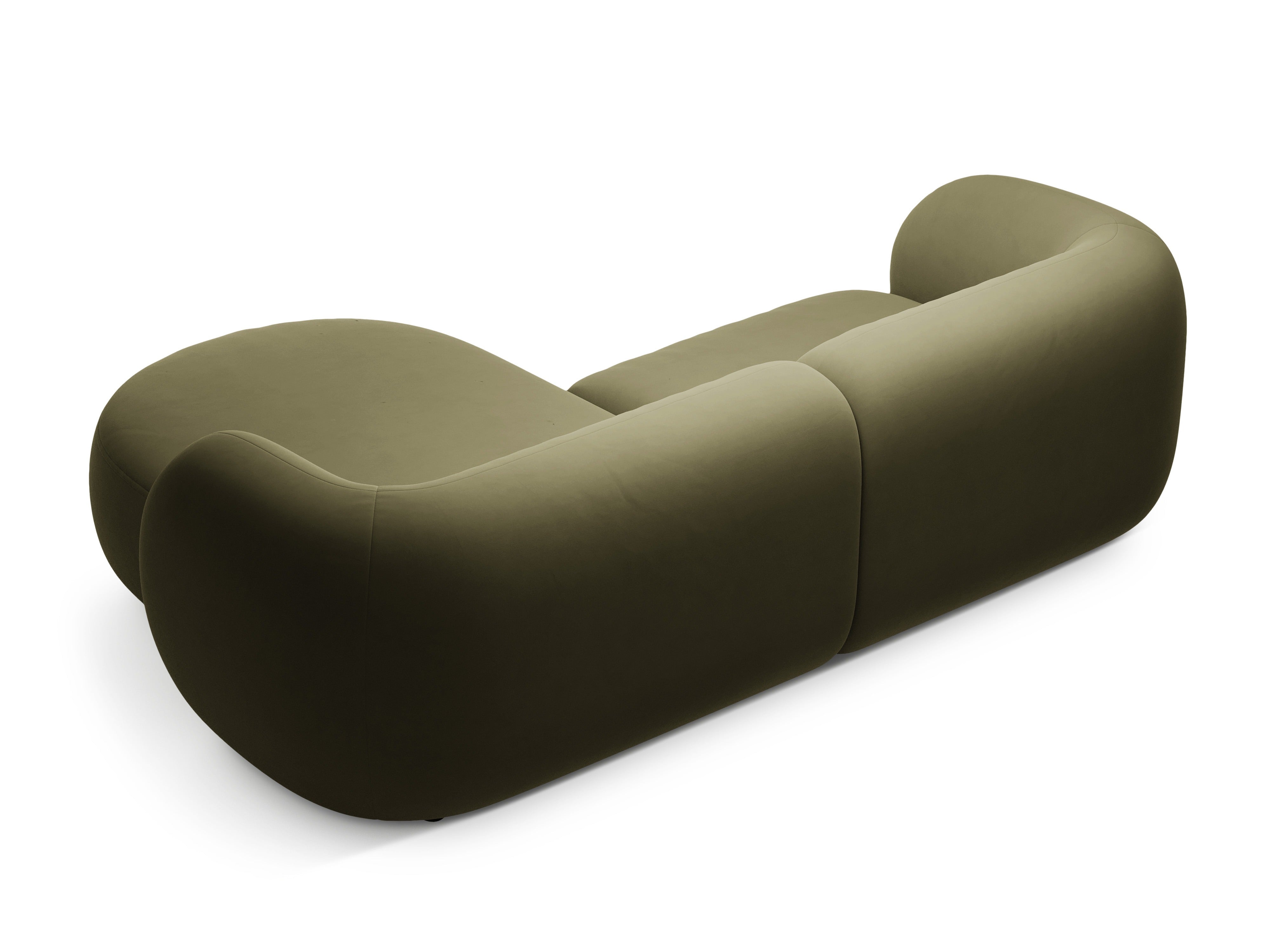 Samt-Ecksofa rechtsseitig 2-sitzig KATE grün