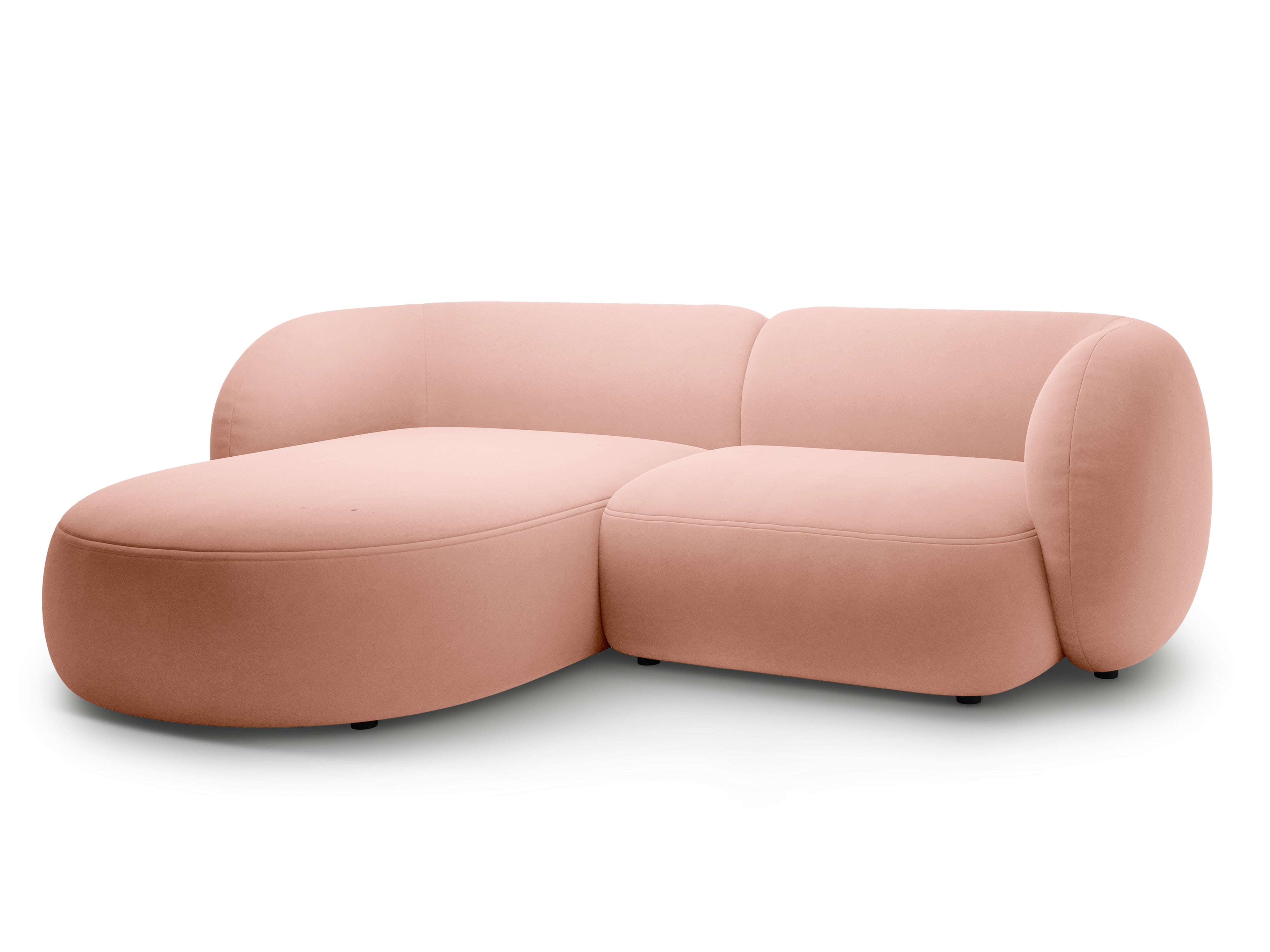 Samt-Ecksofa linksseitig 2-sitzig KATE rosa