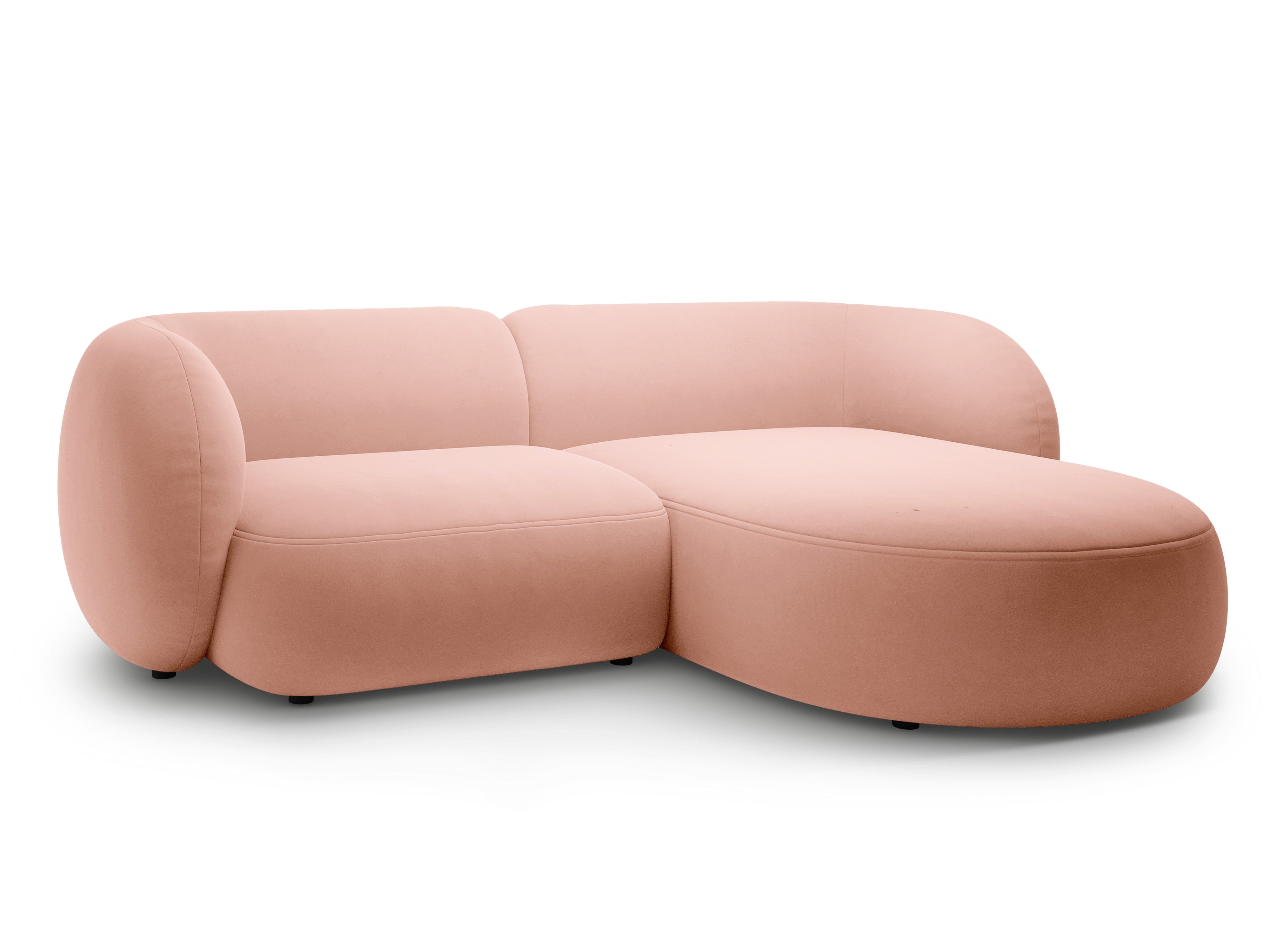 Right-facing velvet corner sofa for 2 people KATE pink