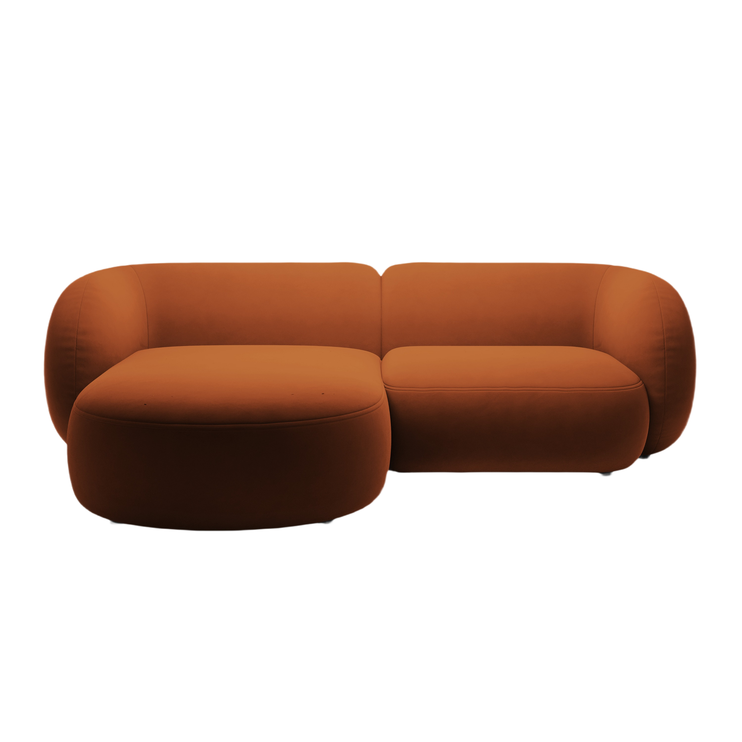 Left-facing velvet corner sofa for 2 people KATE terracotta