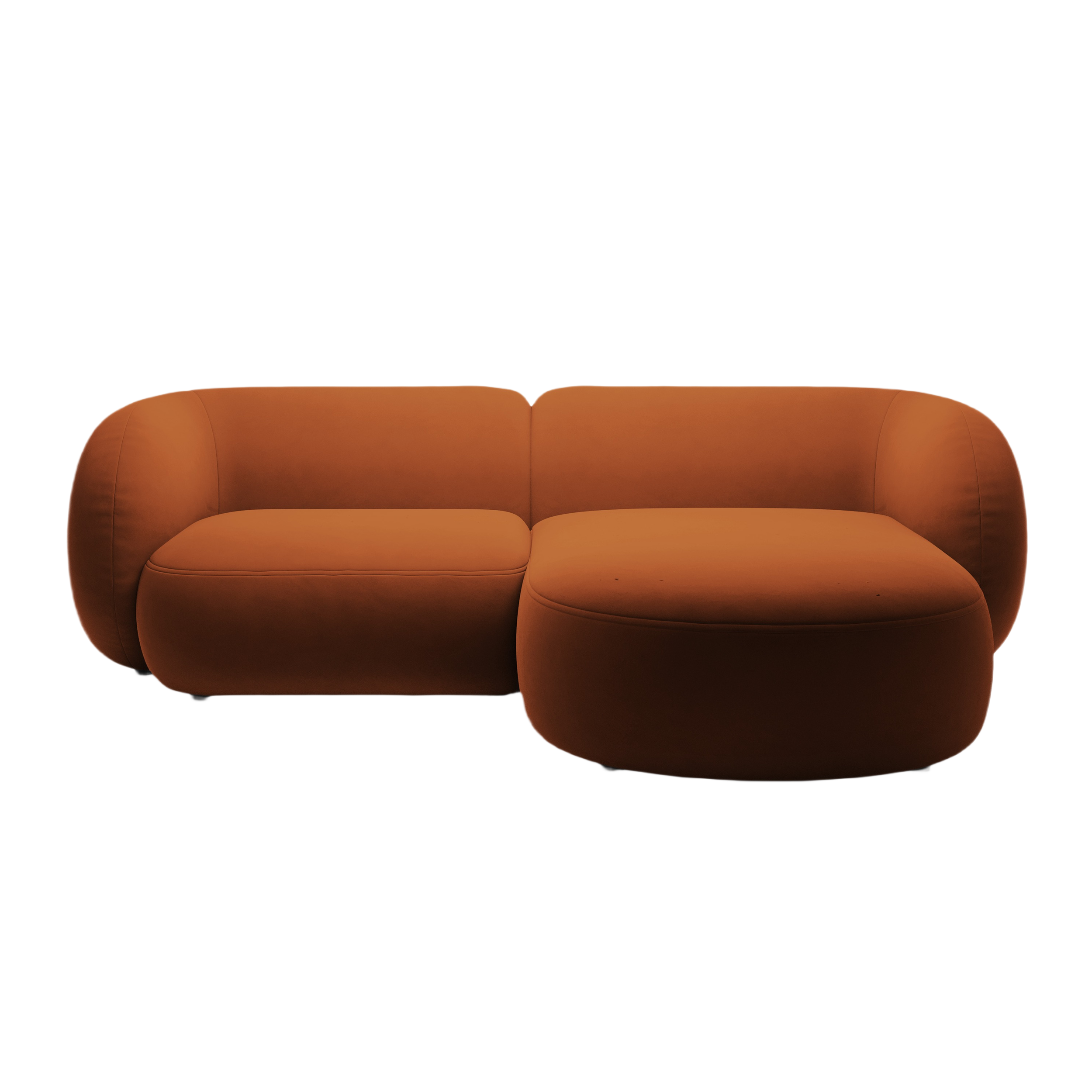 Right-facing velvet corner sofa for 2 KATE terracotta