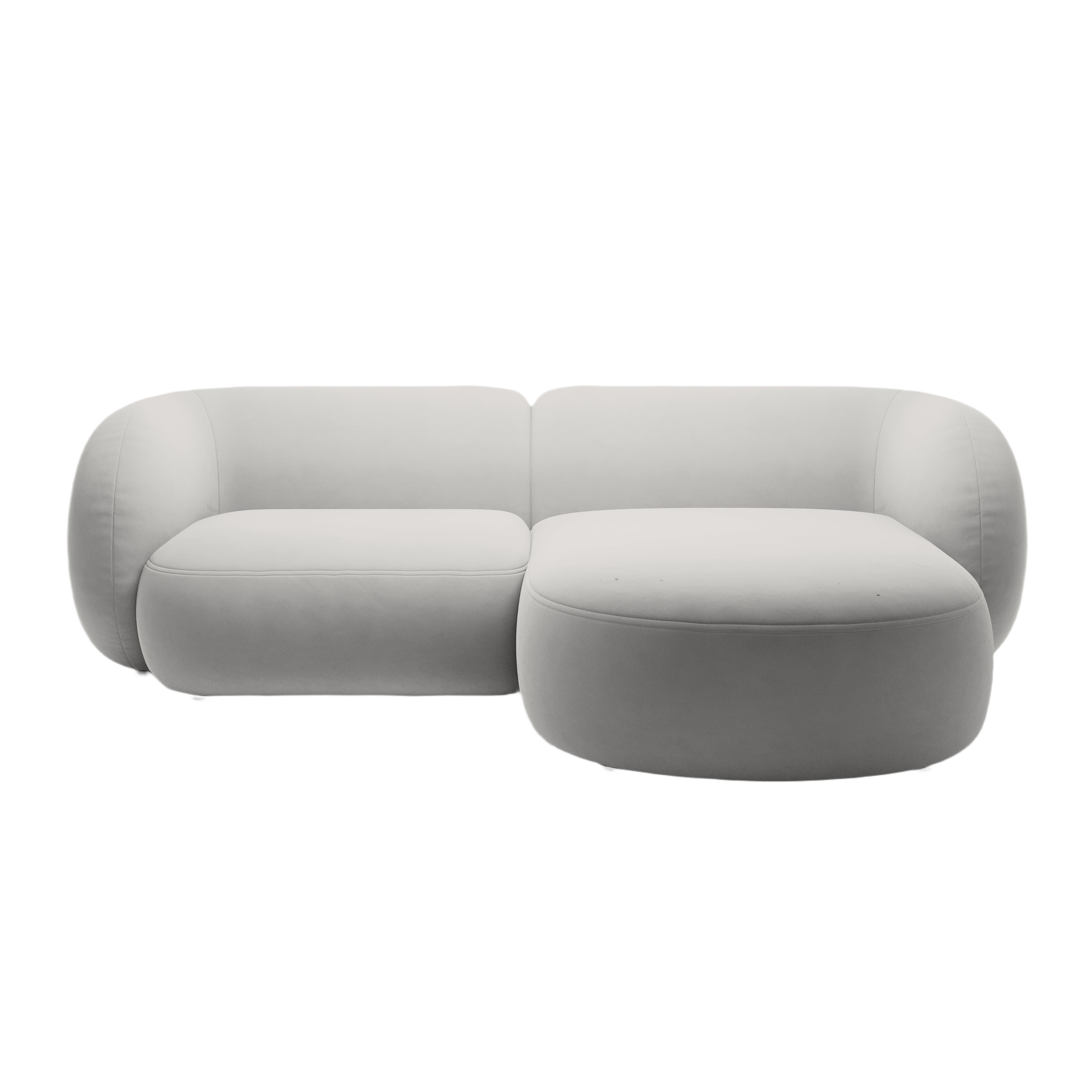 Right-facing velvet corner sofa for 2 people KATE light gray