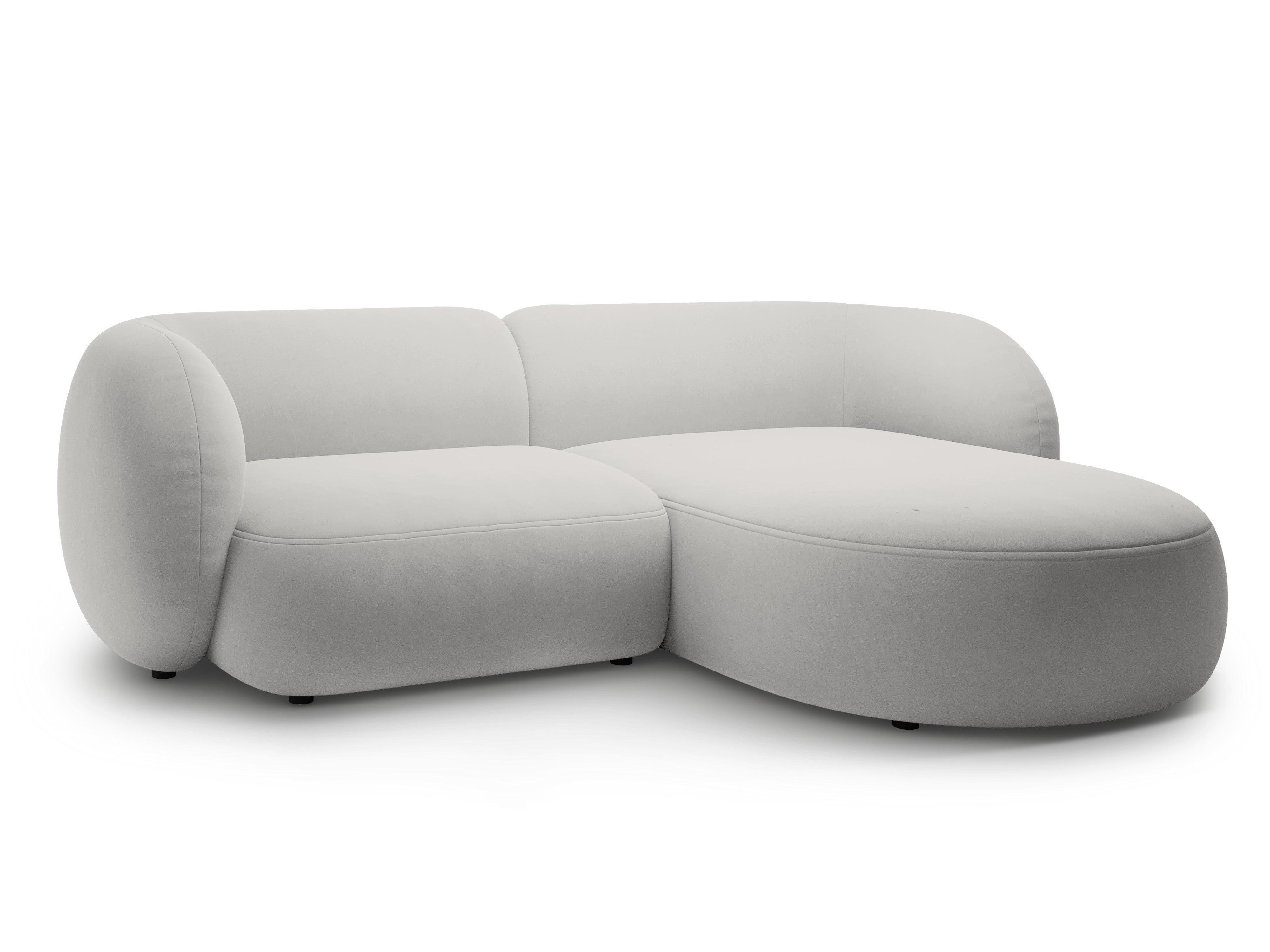 Right-facing velvet corner sofa for 2 people KATE light gray
