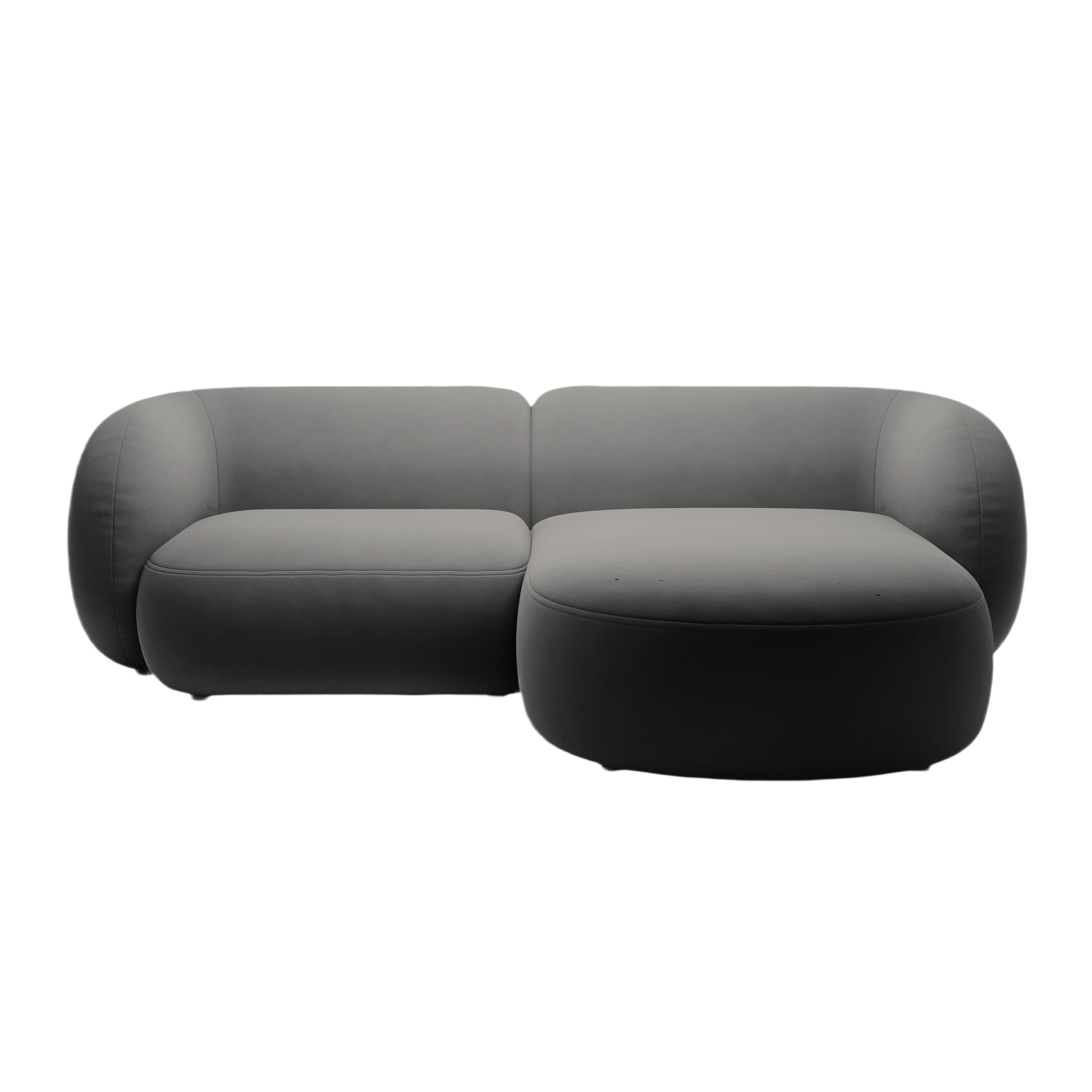 Right-facing velvet corner sofa for 2 people KATE dark gray