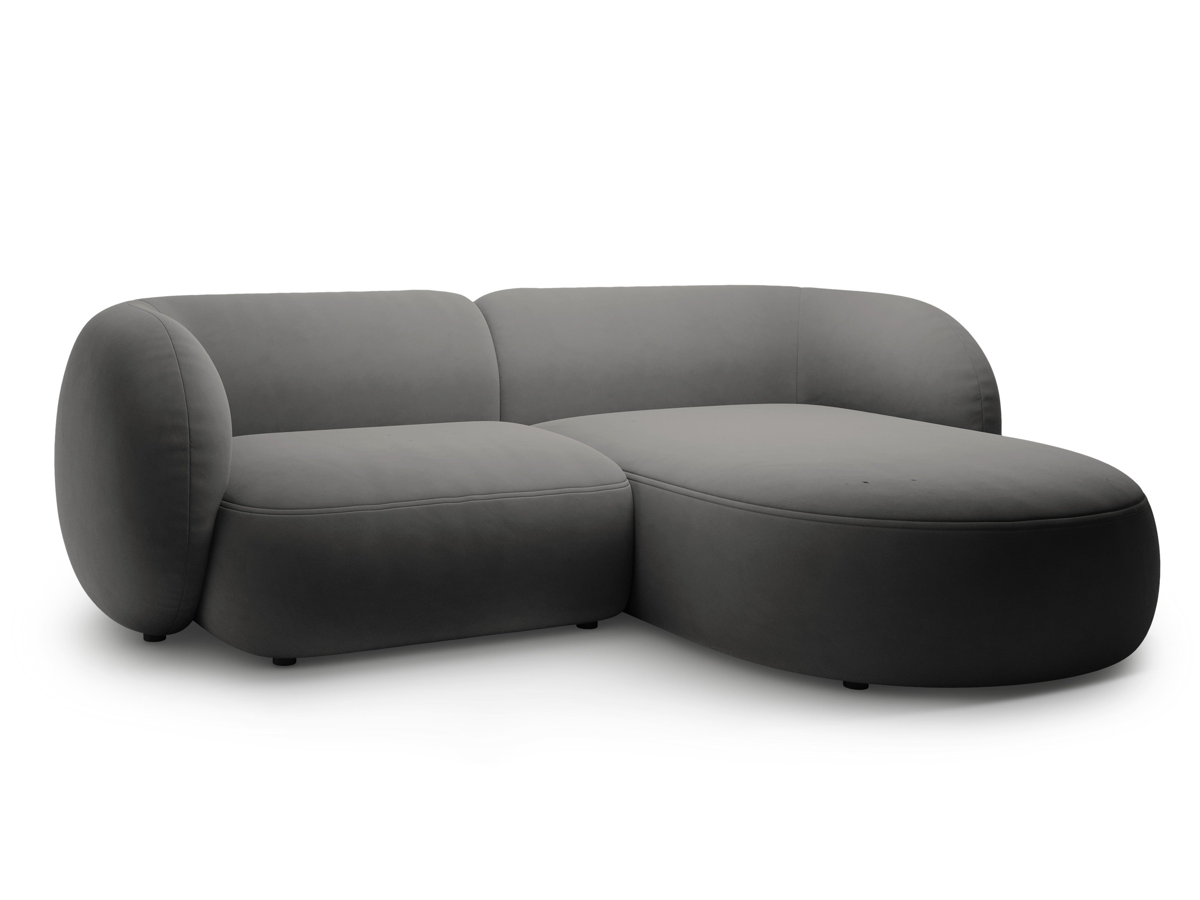 Right-facing velvet corner sofa for 2 people KATE dark gray