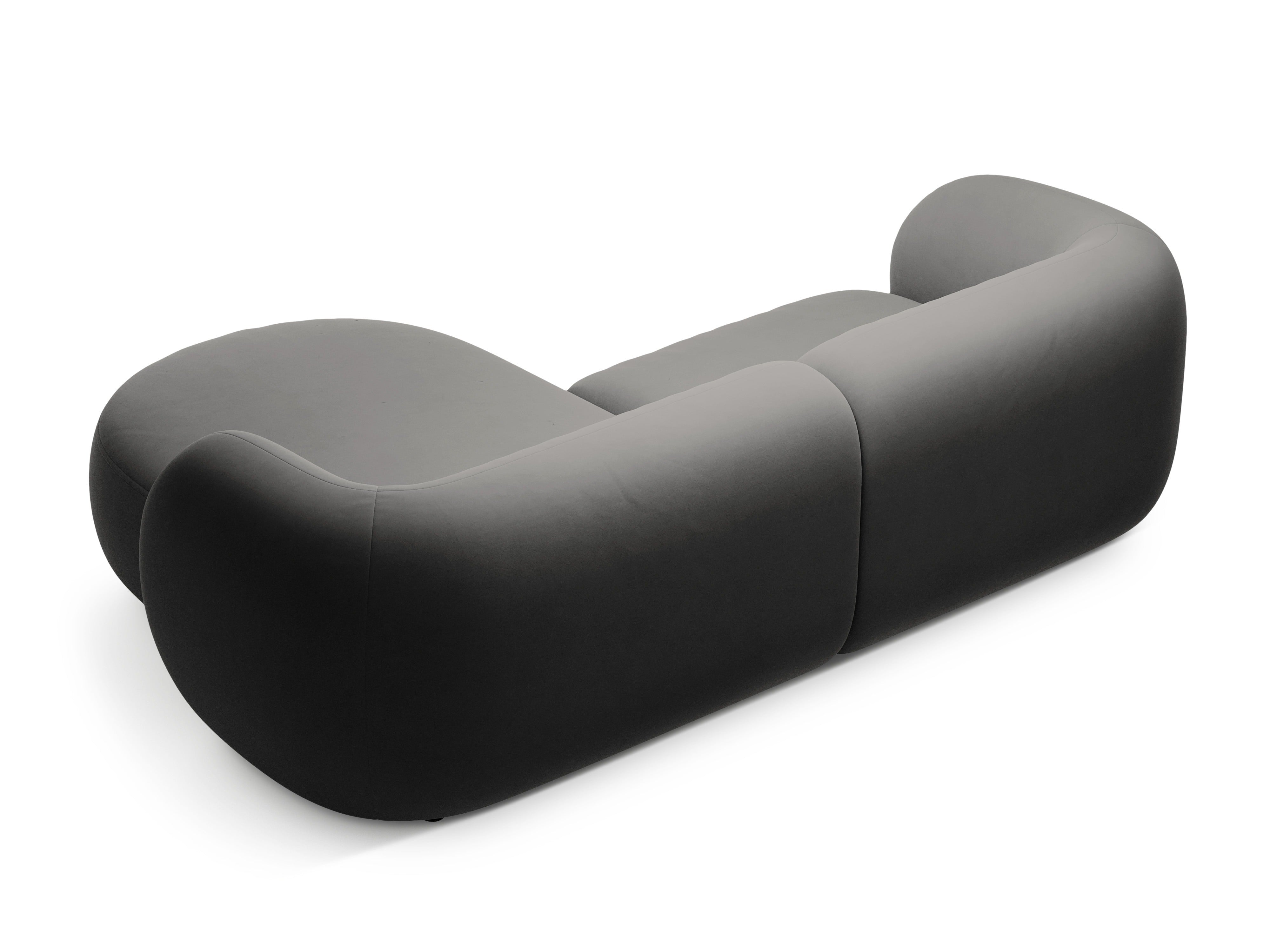 Right-facing velvet corner sofa for 2 people KATE dark gray