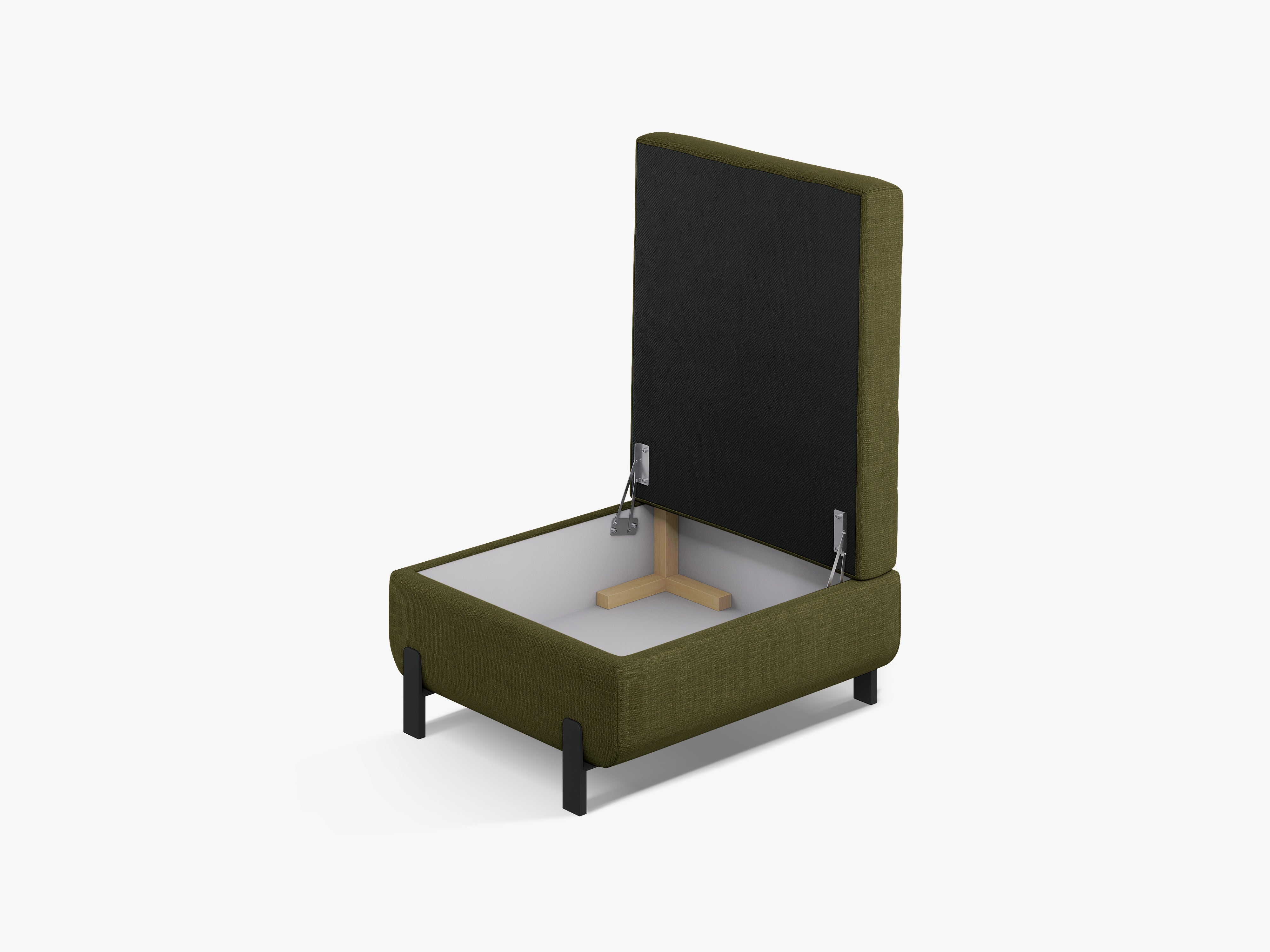 GLORIA green chenille pouf with storage