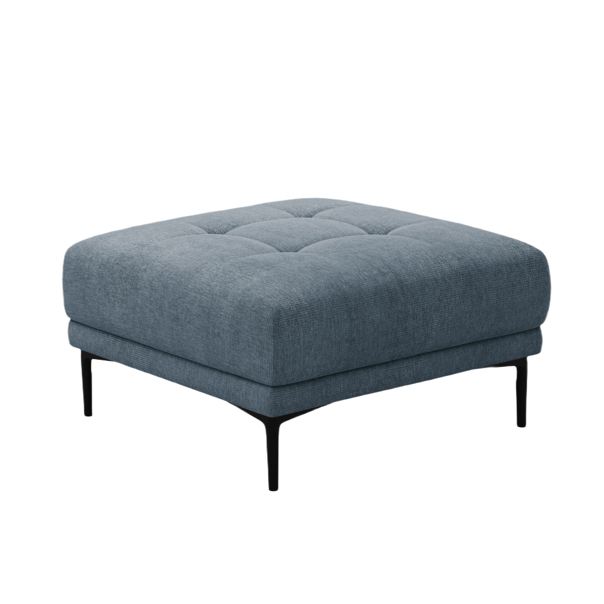 Dunkelblauer Chenille-Pouf BEMY quadratisch