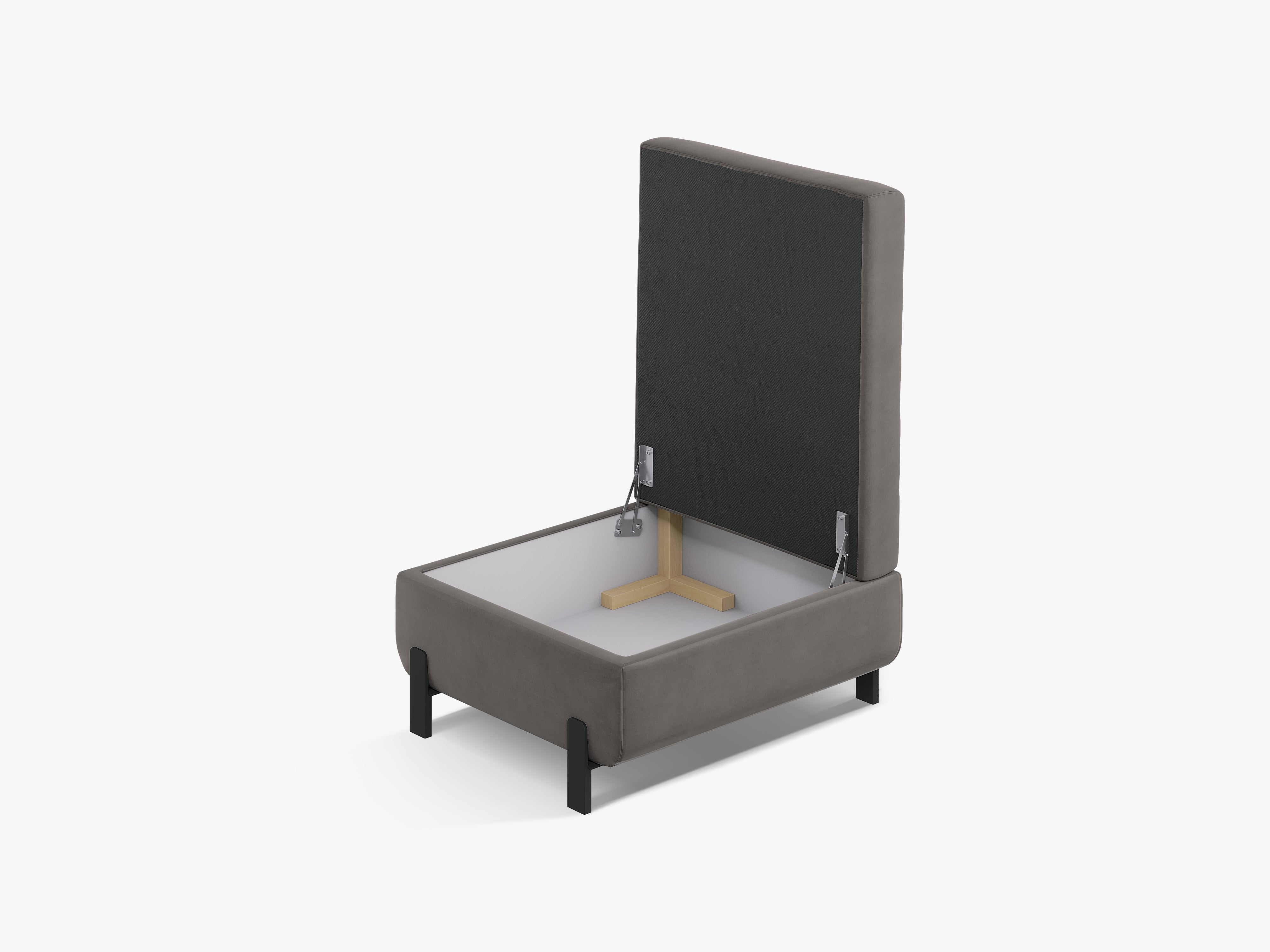 Gray velvet pouf with storage GLORIA