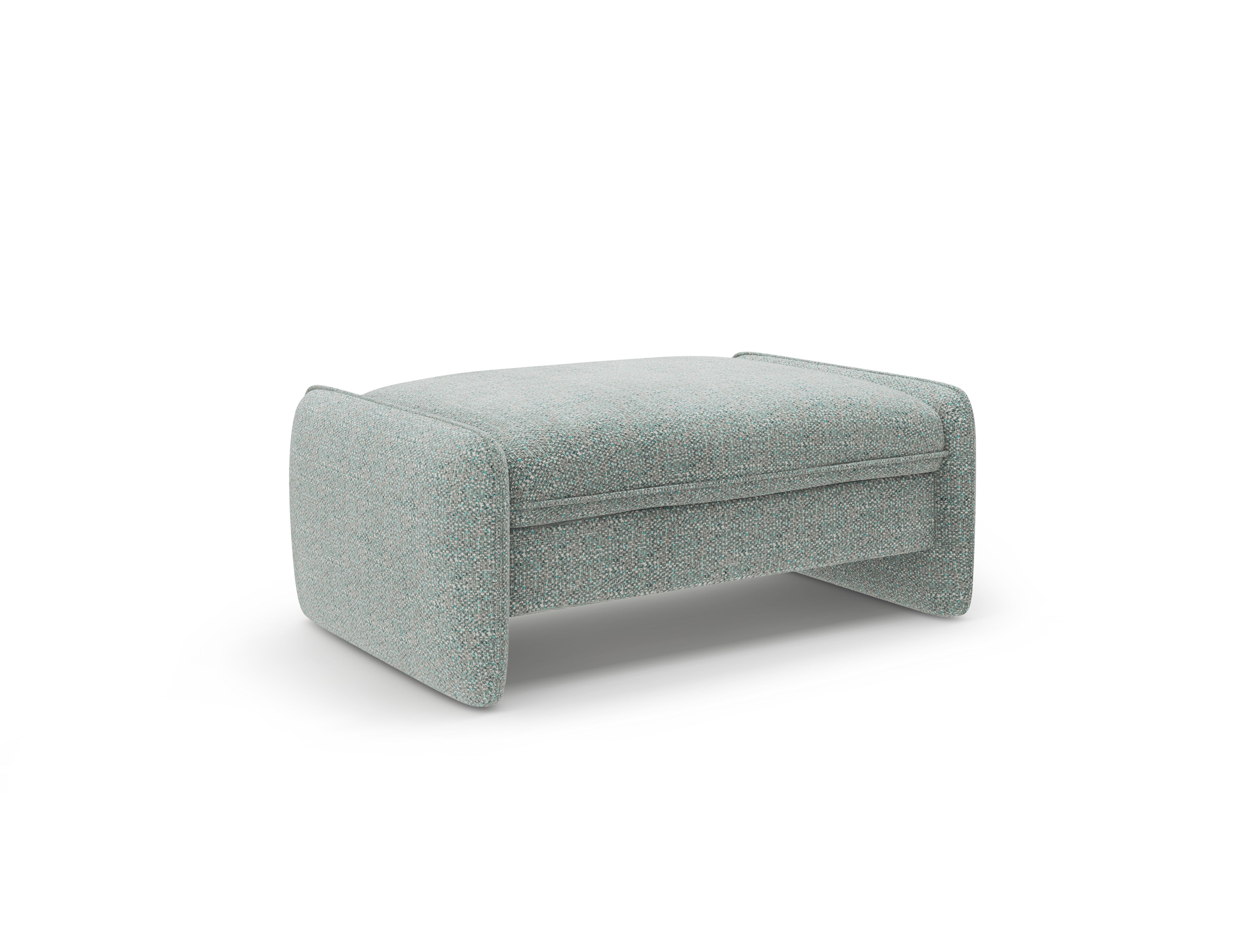 Puff GEORGIA in gedämpftem Blau aus Chenille