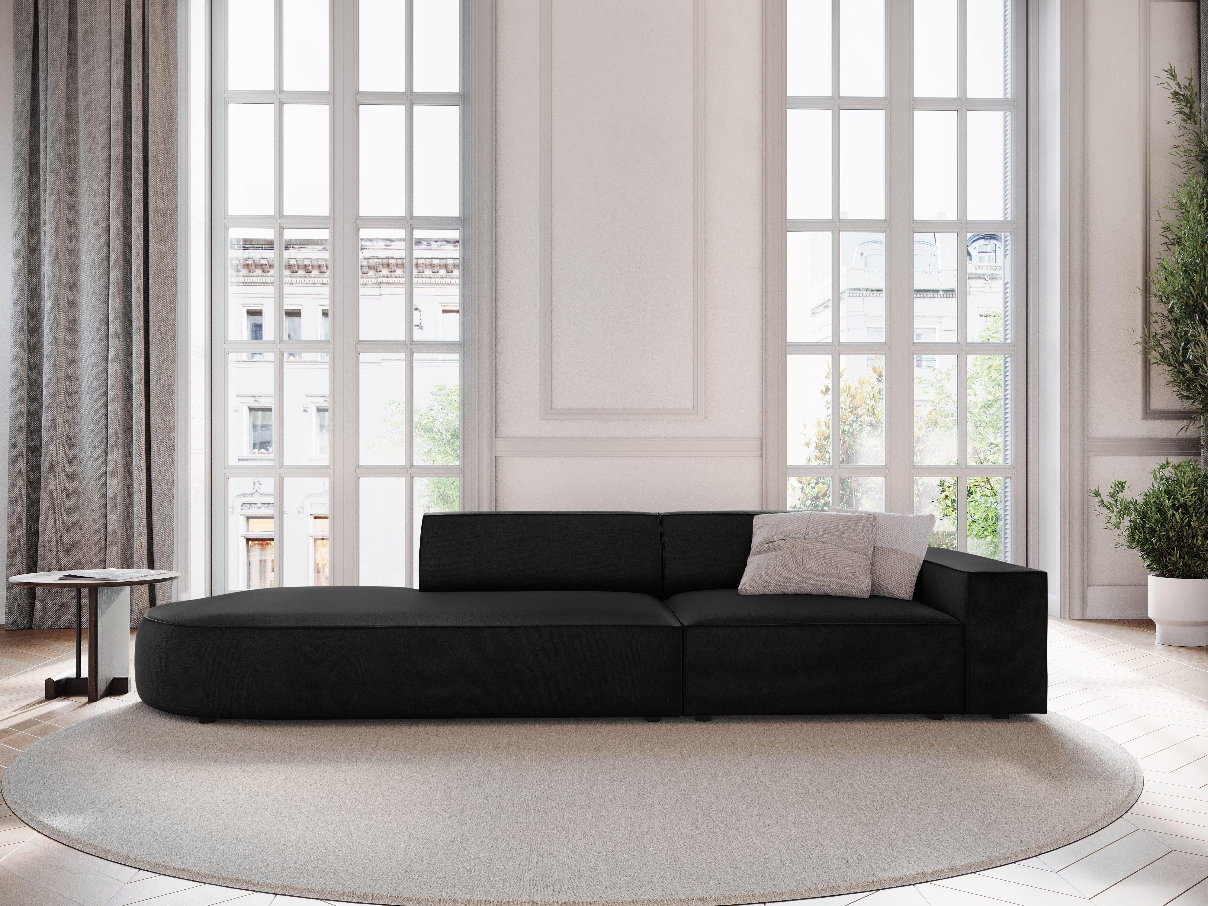 Sofa aksamitna lewostronna okrągła 3-osobowa JODIE czarny Micadoni Eye on Design