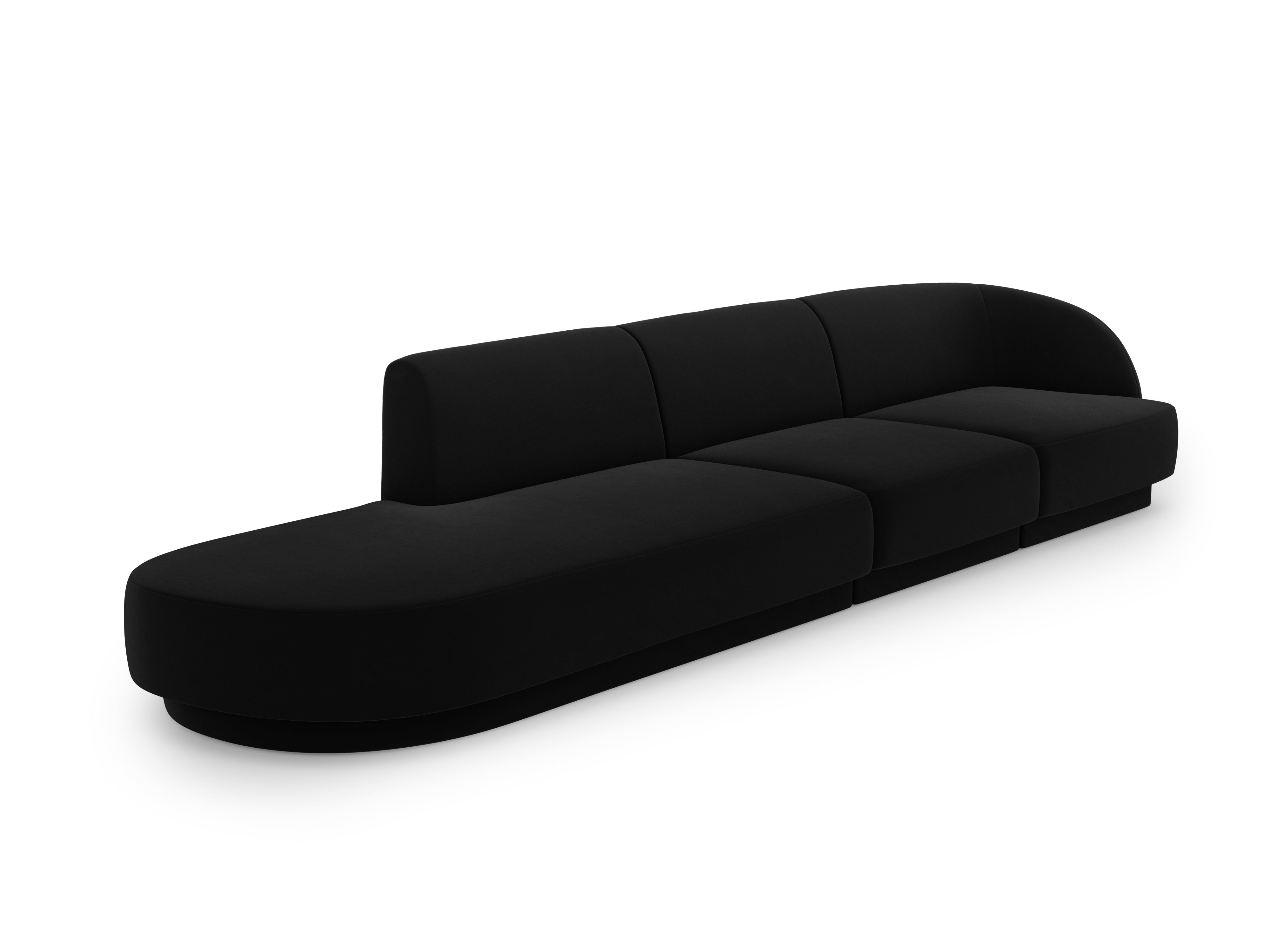 Sofa aksamitna lewostronna 4-osobowa otwarta MILEY czarny Micadoni Eye on Design