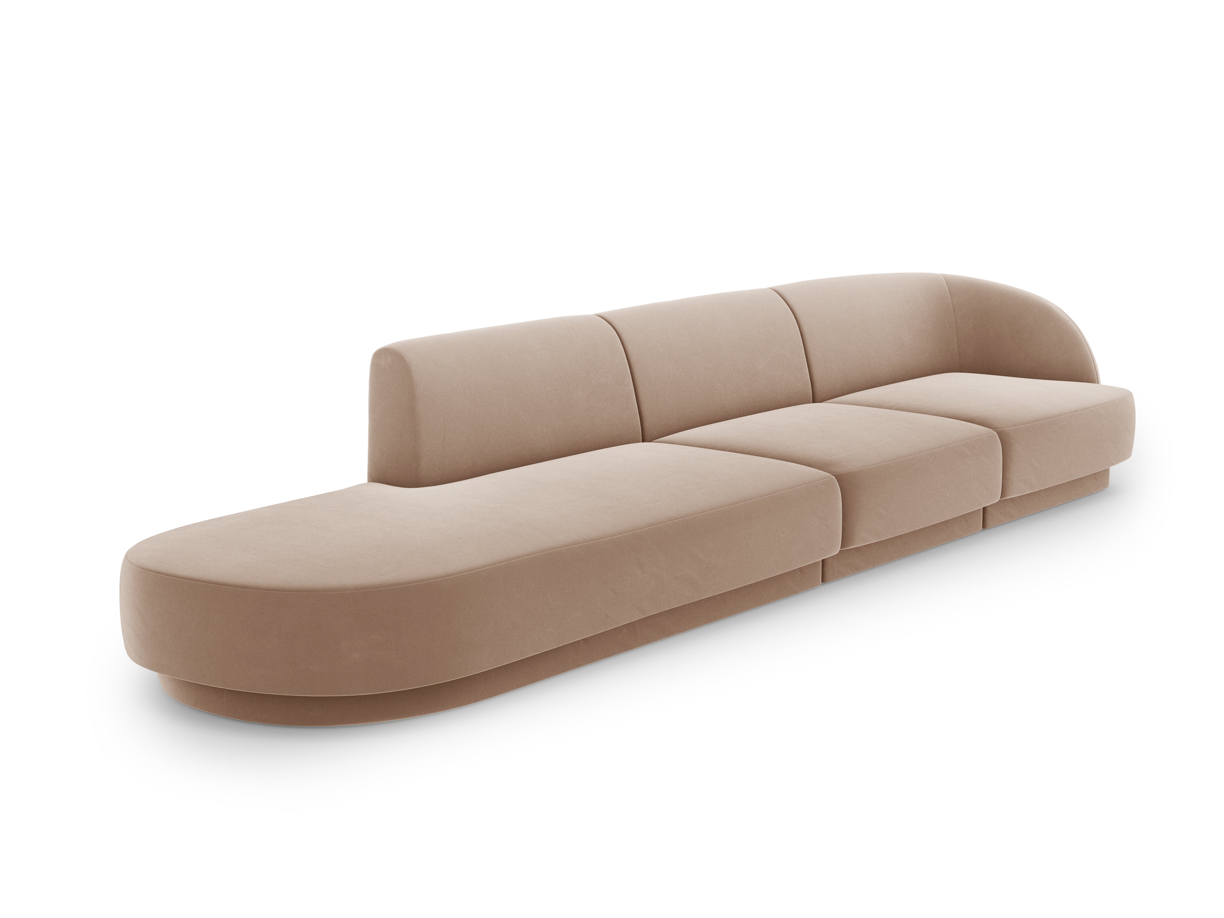 Sofa aksamitna lewostronna 4-osobowa otwarta MILEY cappuccino – Micadoni