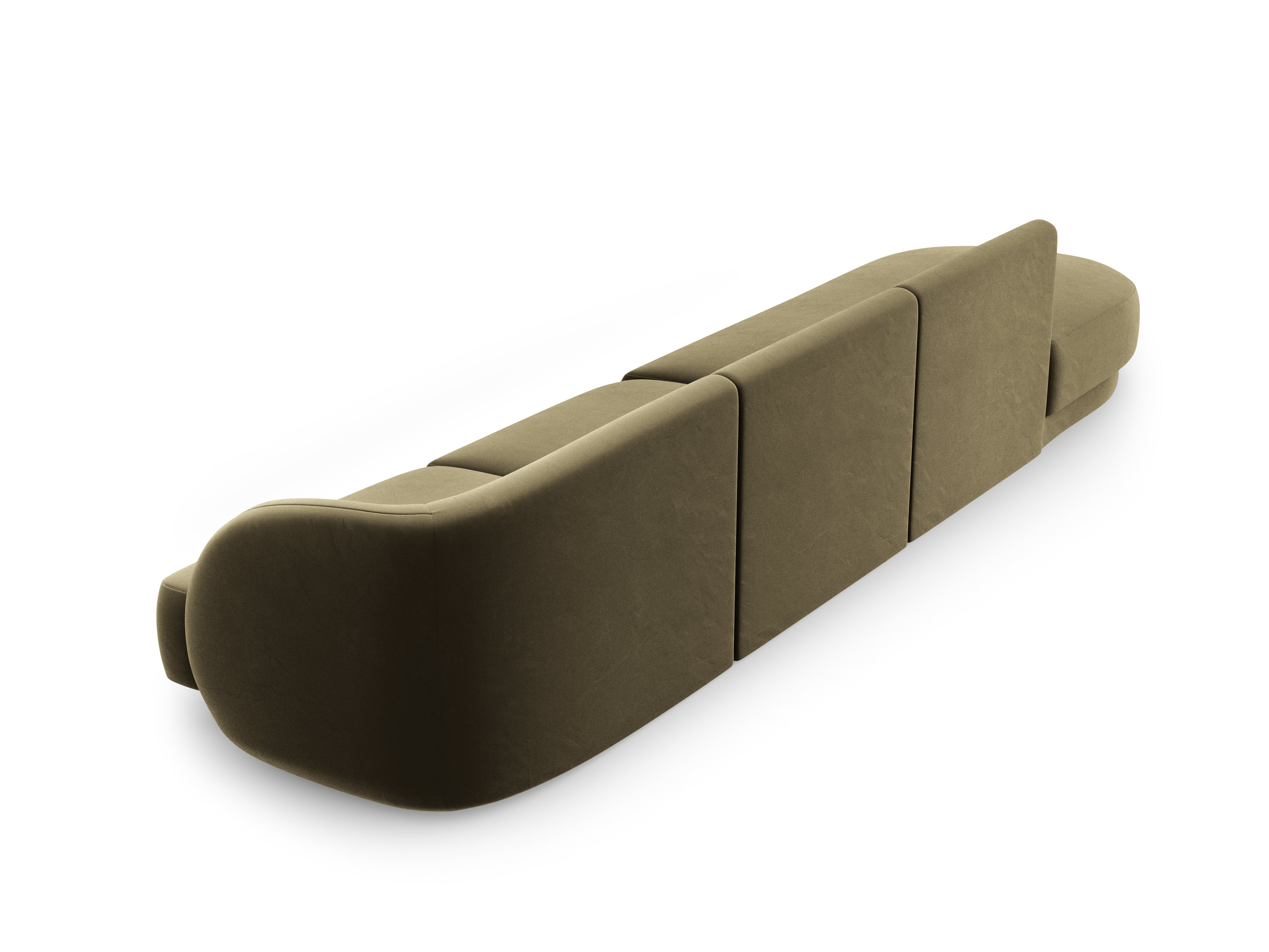 Sofa aksamitna lewostronna 4-osobowa otwarta MILEY zielony Micadoni Eye on Design