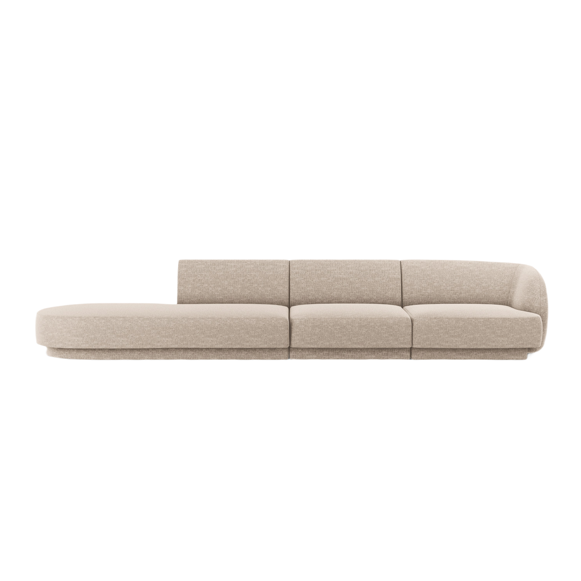 Left-facing 4-seater open sofa MILEY beige silky chenille