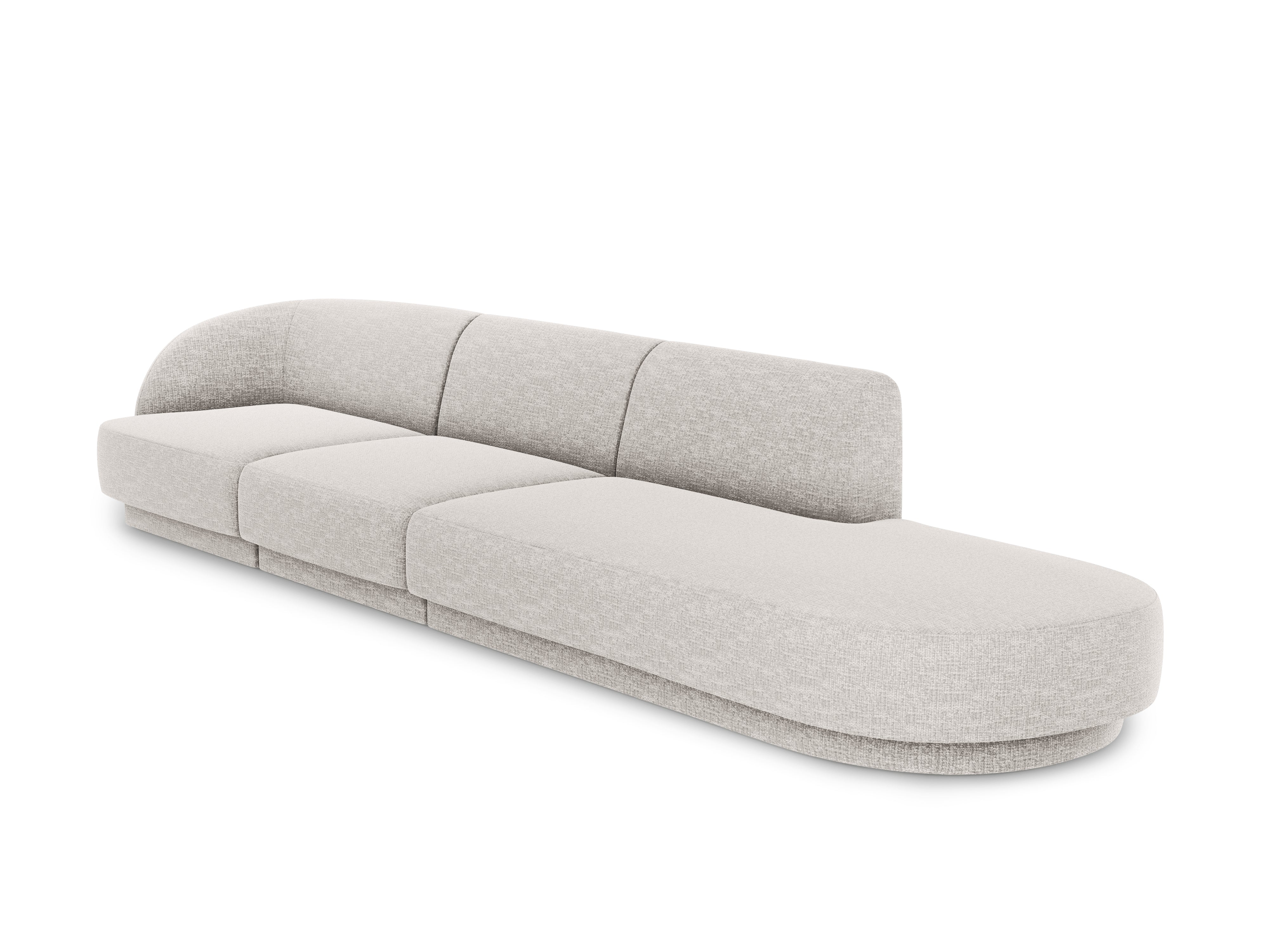 Sofa prawostronna 4-osobowa w tkaninie szenilowej otwarta MILEY jasnoszary Micadoni Eye on Design