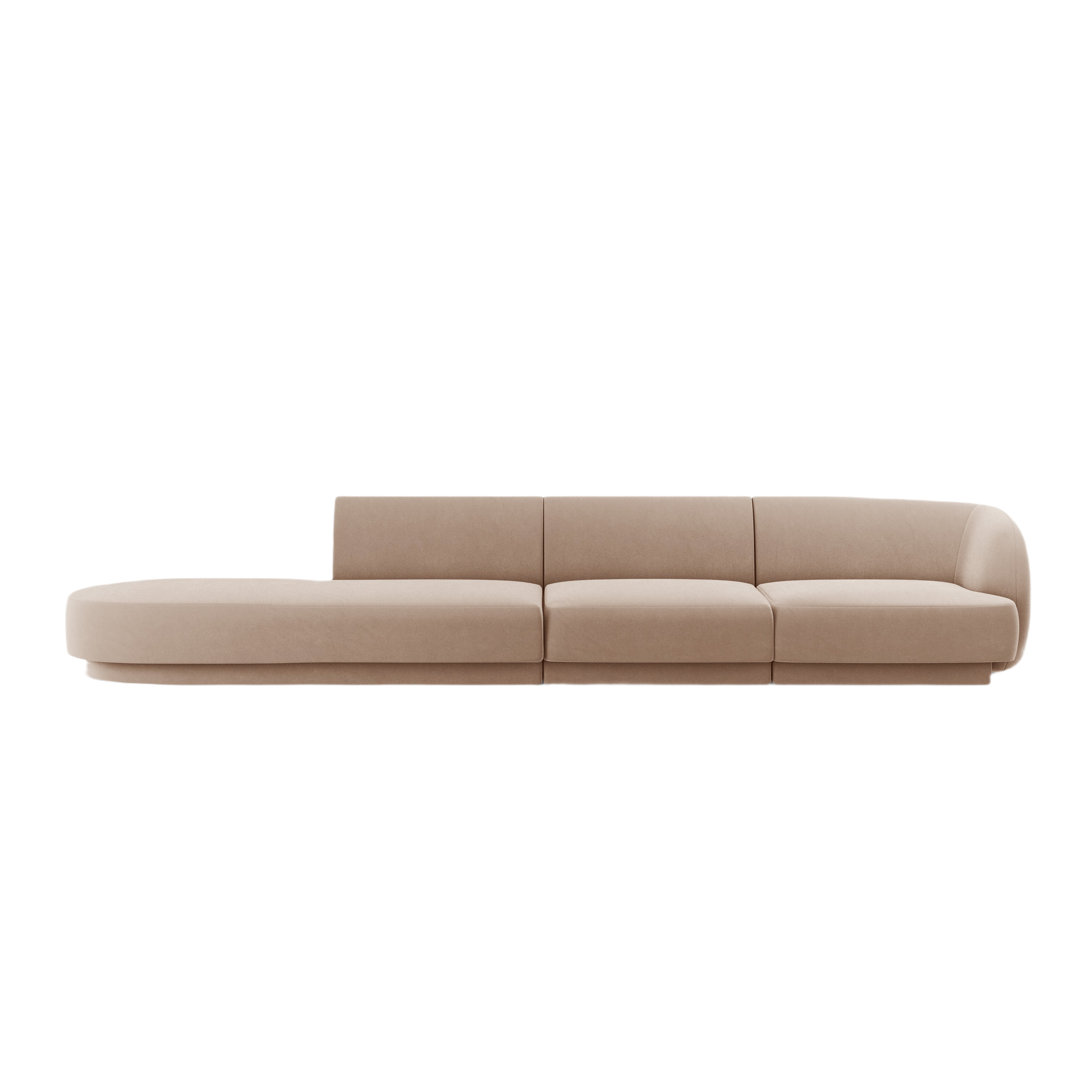 Sofa aksamitna lewostronna 4-osobowa otwarta MILEY cappuccino – Micadoni