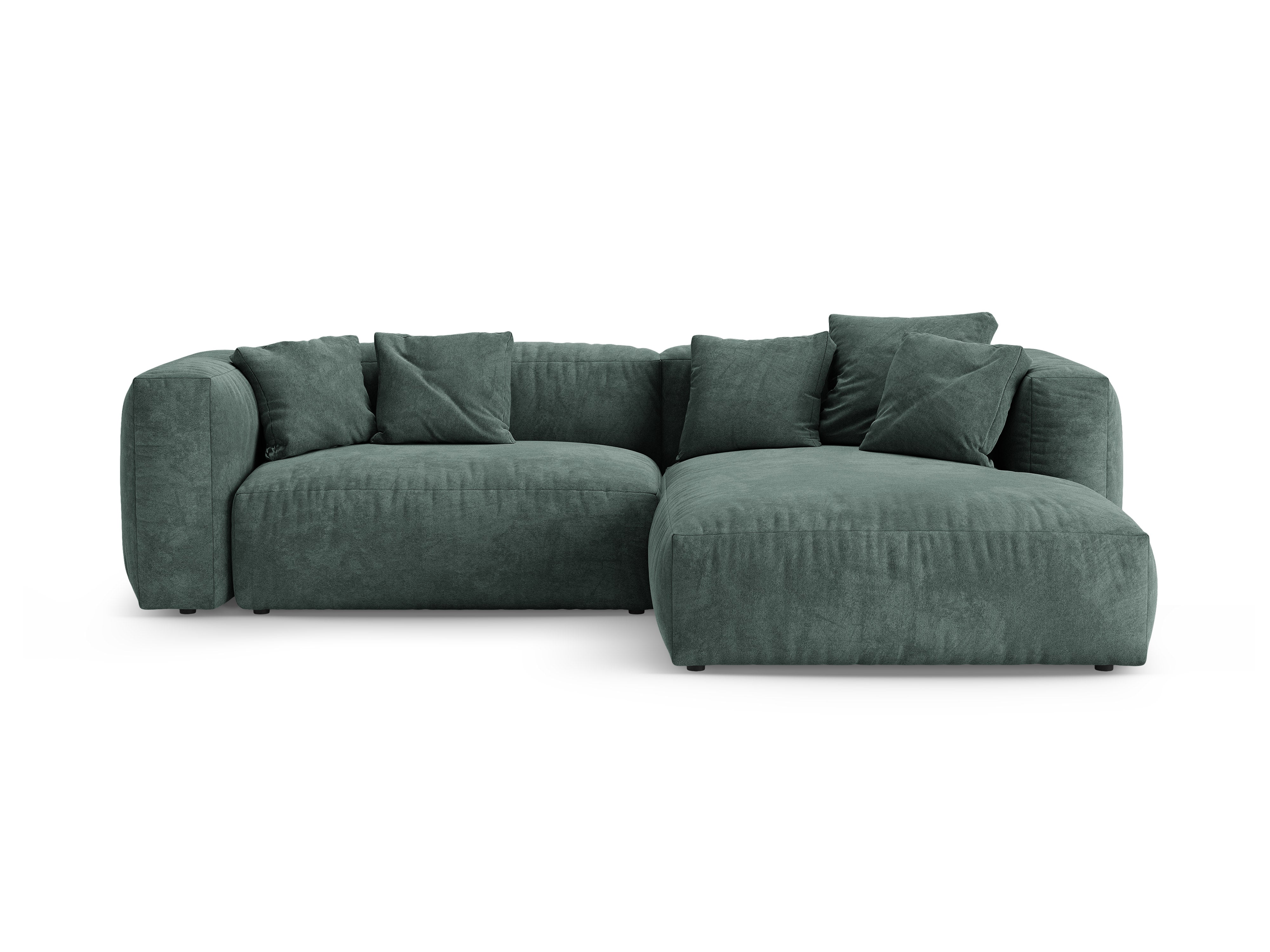 Samt-Ecksofa rechts mit Schlaffunktion MARTINA petrol