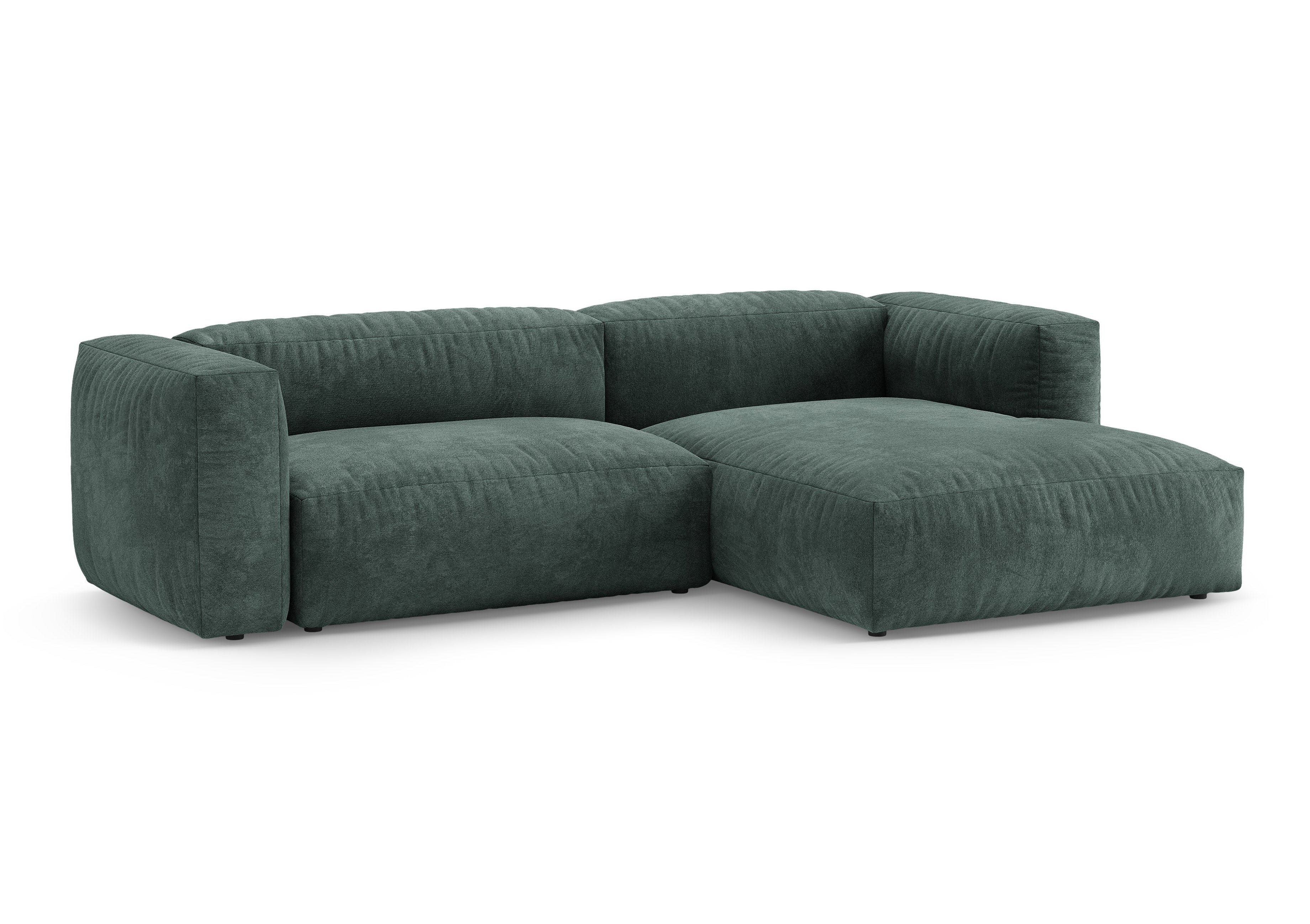 Samt-Ecksofa rechts mit Schlaffunktion MARTINA petrol