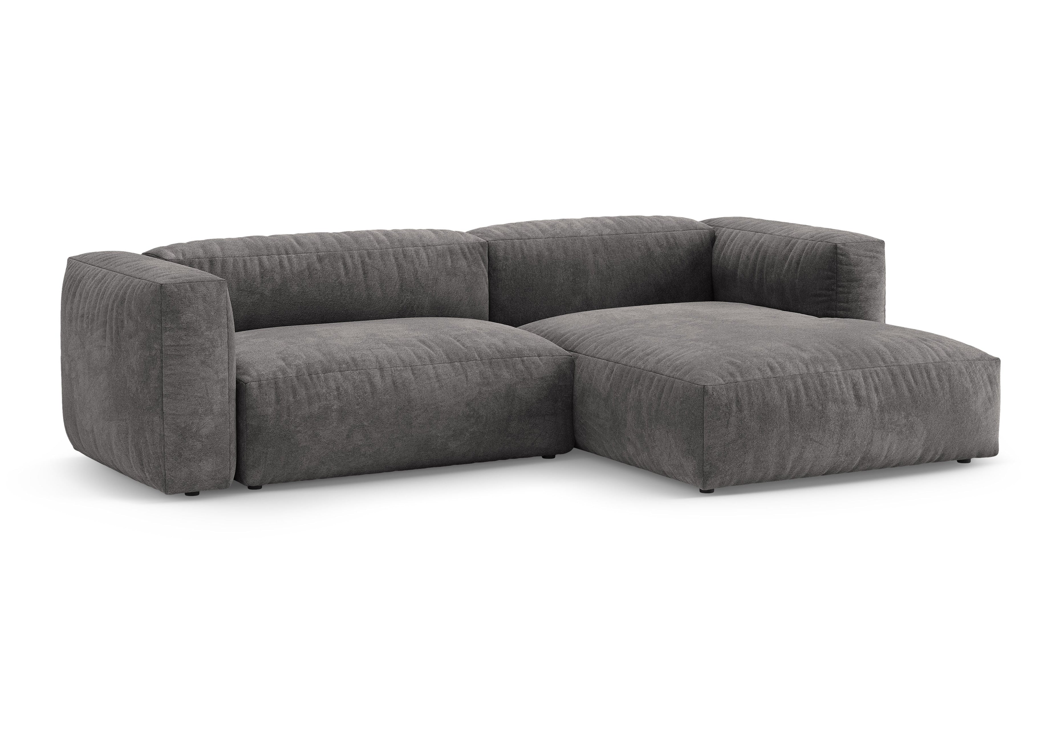 Right-facing velvet corner sofa with sleeping function MARTINA gray