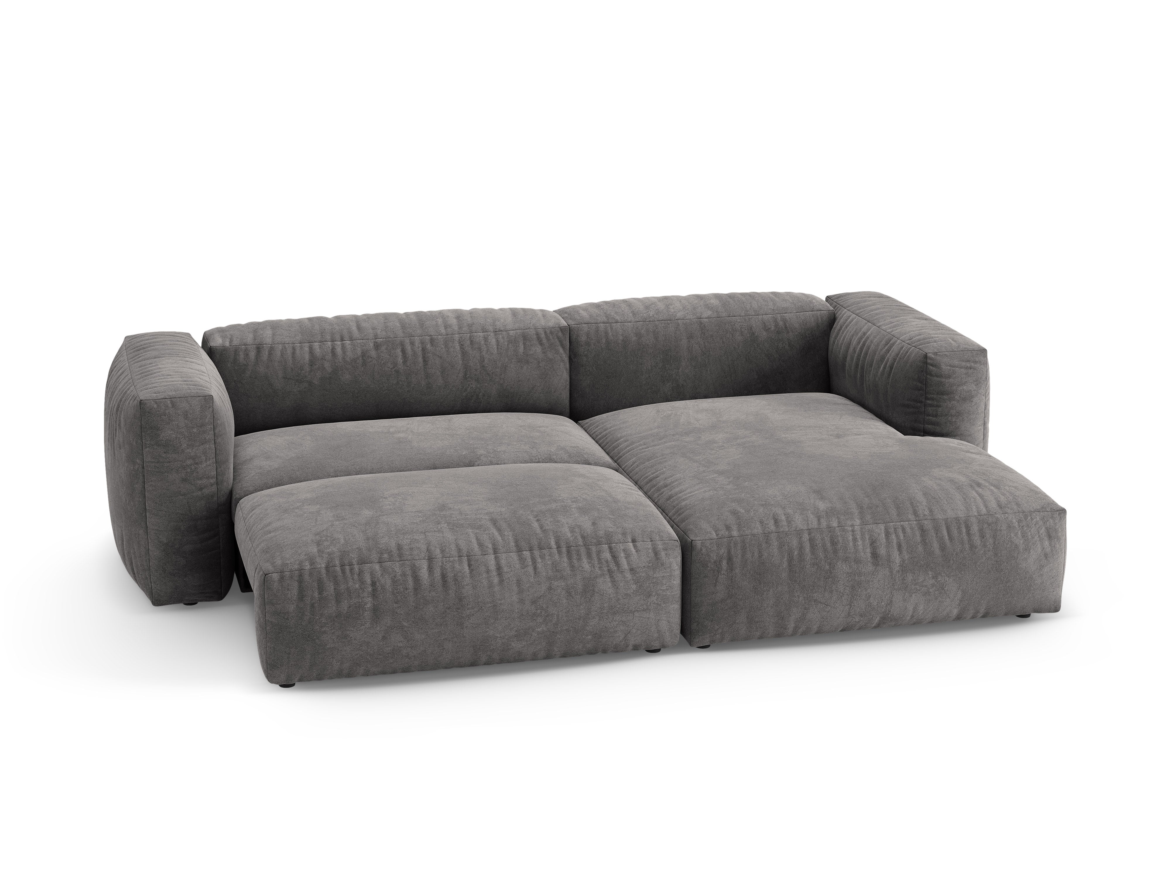 Right-facing velvet corner sofa with sleeping function MARTINA gray