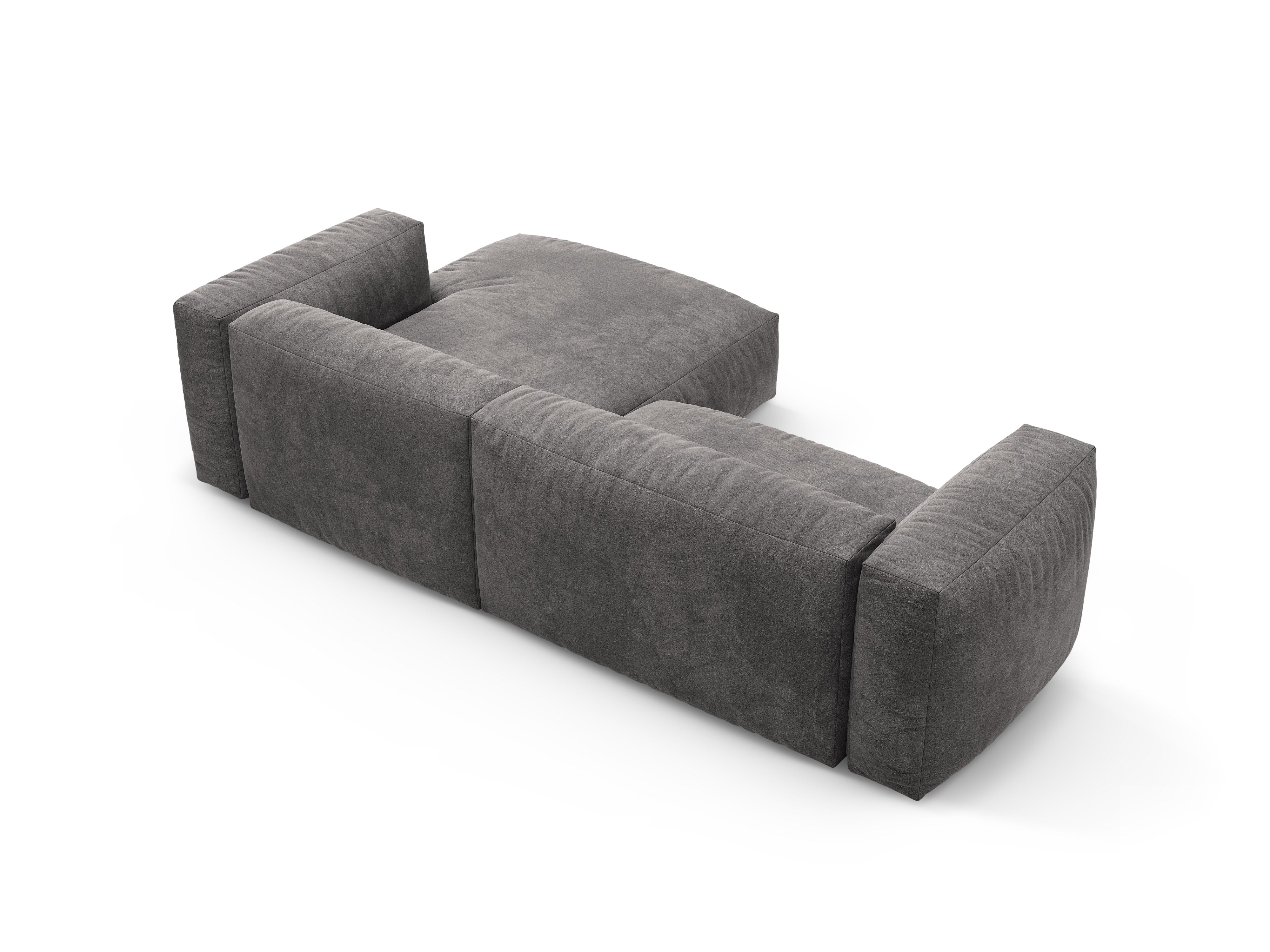 Right-facing velvet corner sofa with sleeping function MARTINA gray