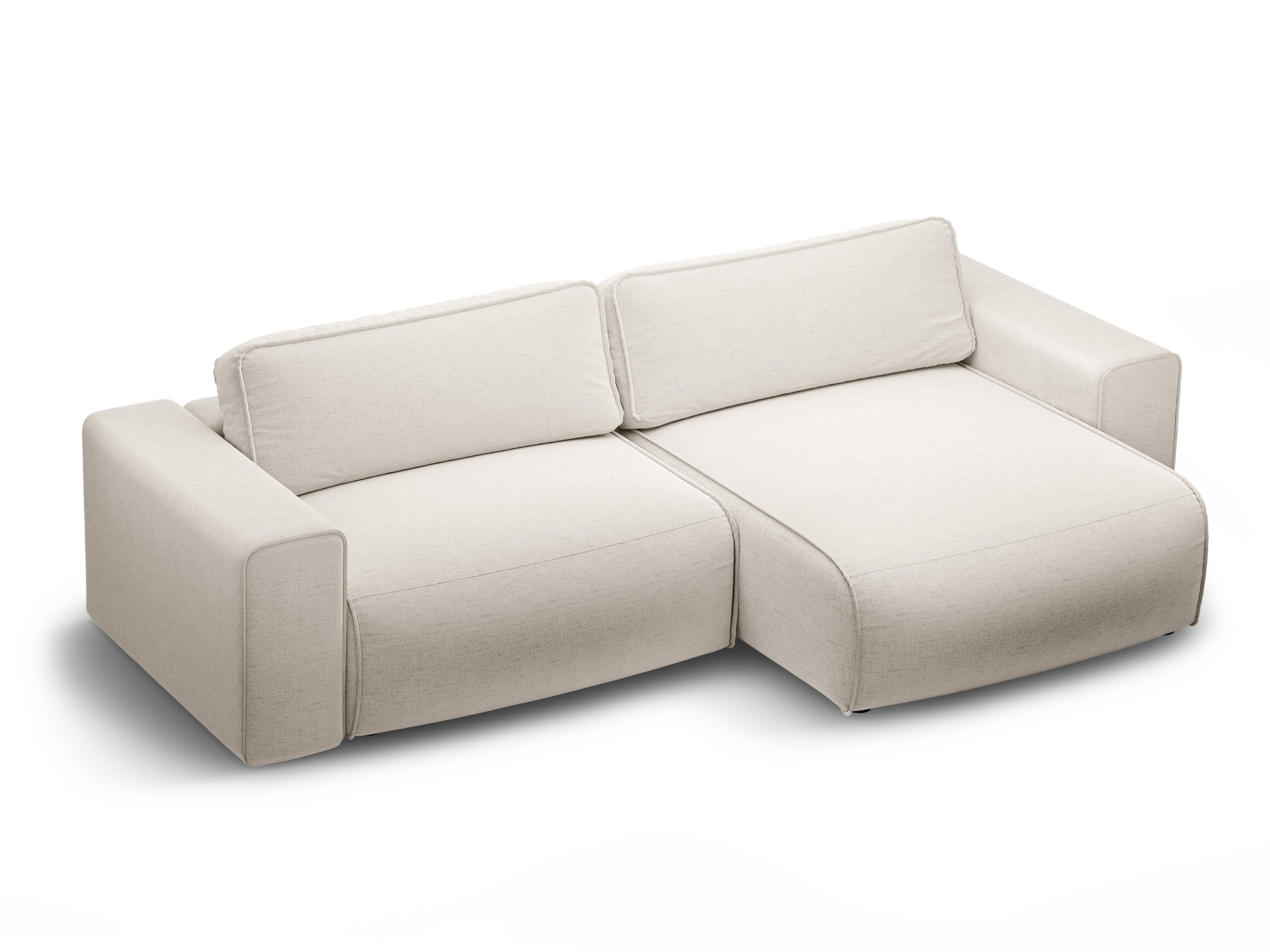 Right-sided 3-seater sofa bed VICTOR light beige chenille