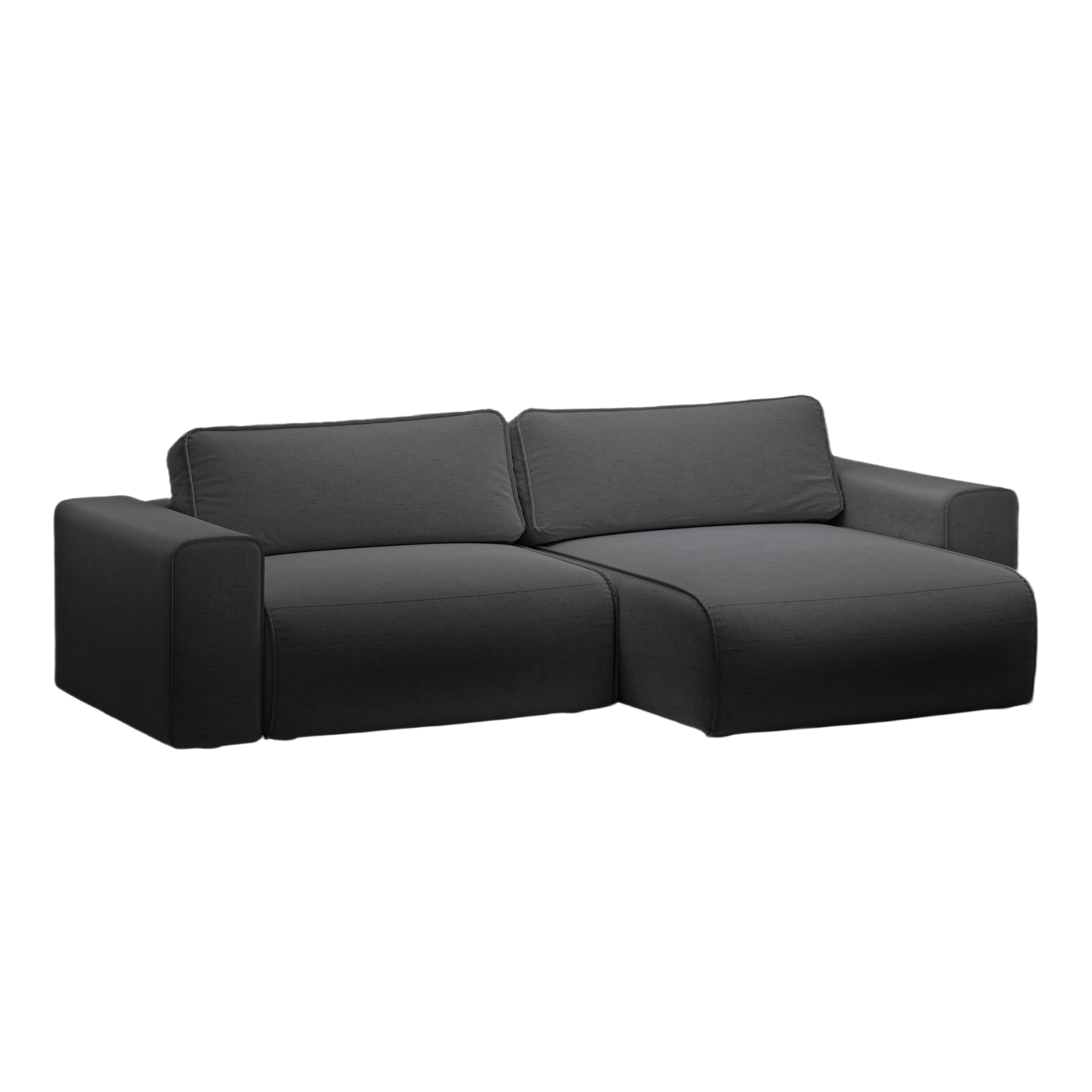 Rechtsseitiges 3-Sitzer-Sofa mit Schlaffunktion VICTOR in anthrazitfarbenem Chenille