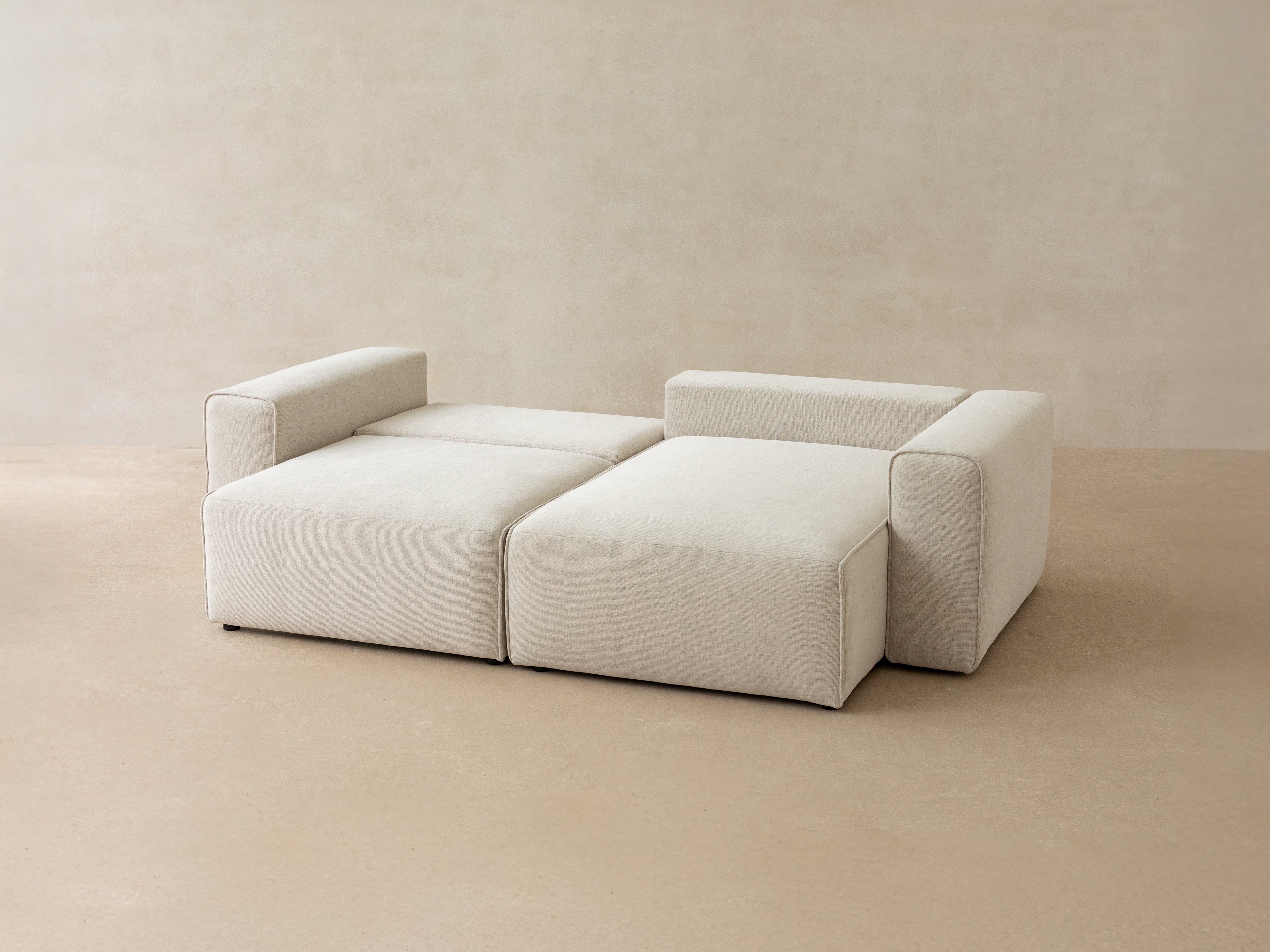 Rechtsseitige 3-Sitzer-Couch mit Schlaffunktion VICTOR in hellgrauem Chenille