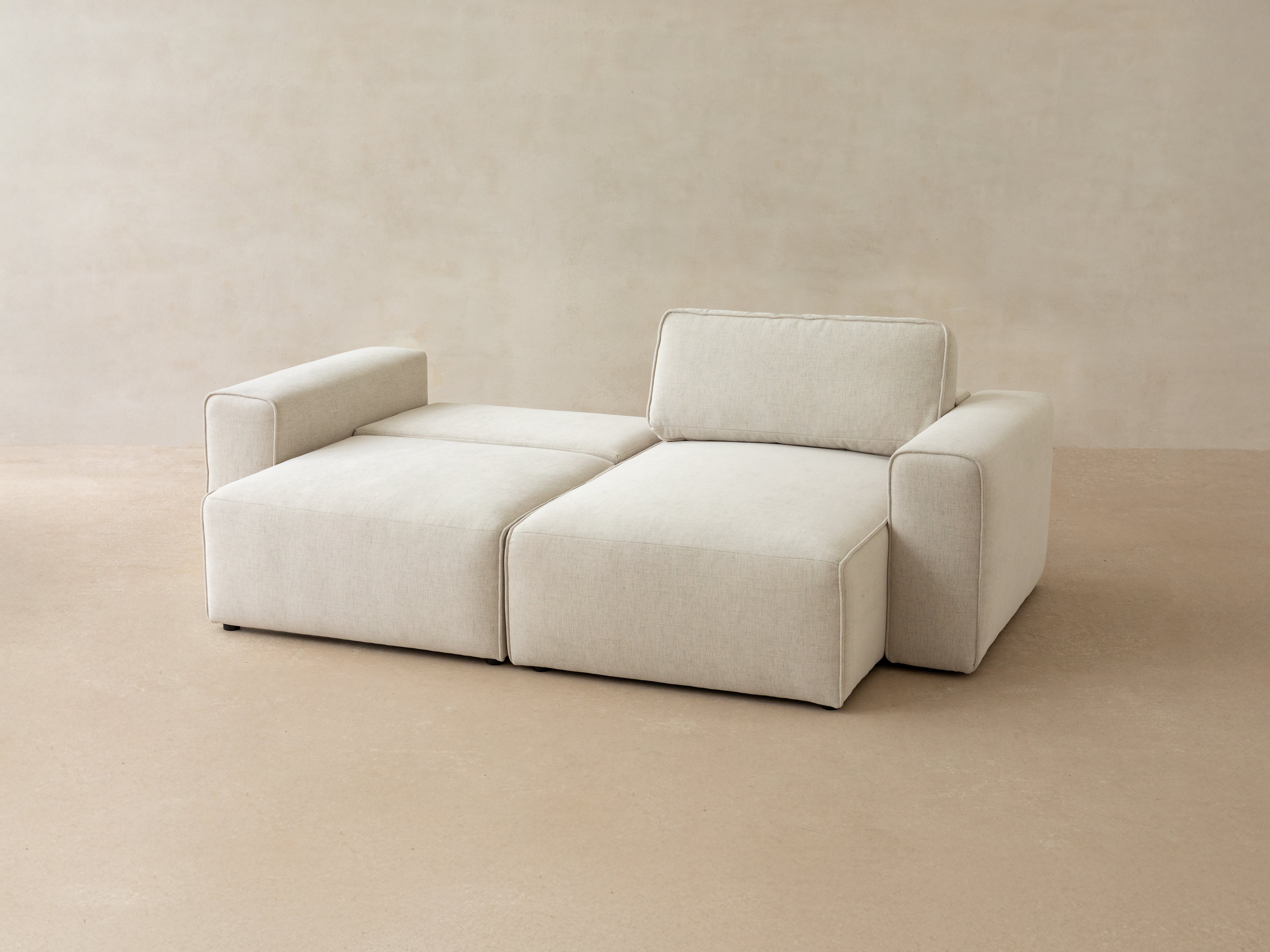 Rechtsseitige 3-Sitzer-Couch mit Schlaffunktion VICTOR in hellgrauem Chenille