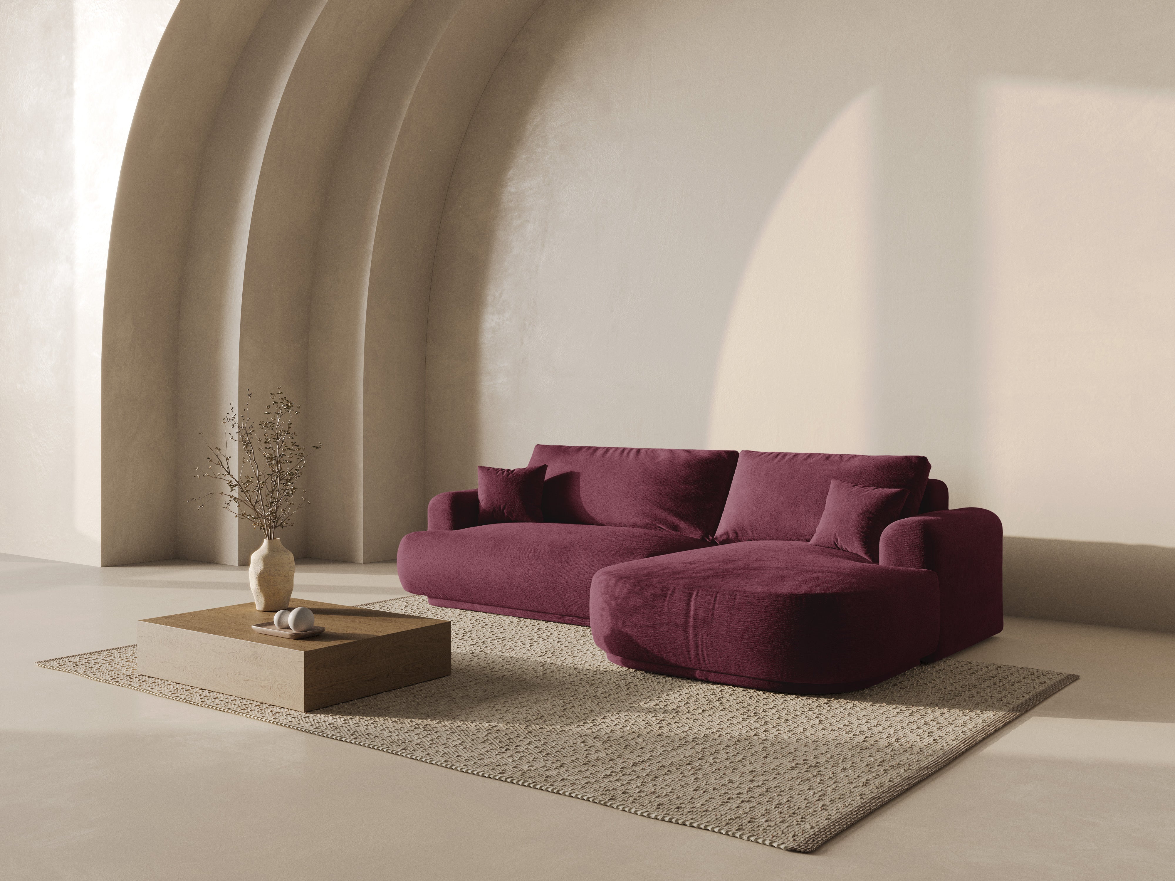 Right -sided corner with Ella Burgundy sleeping function