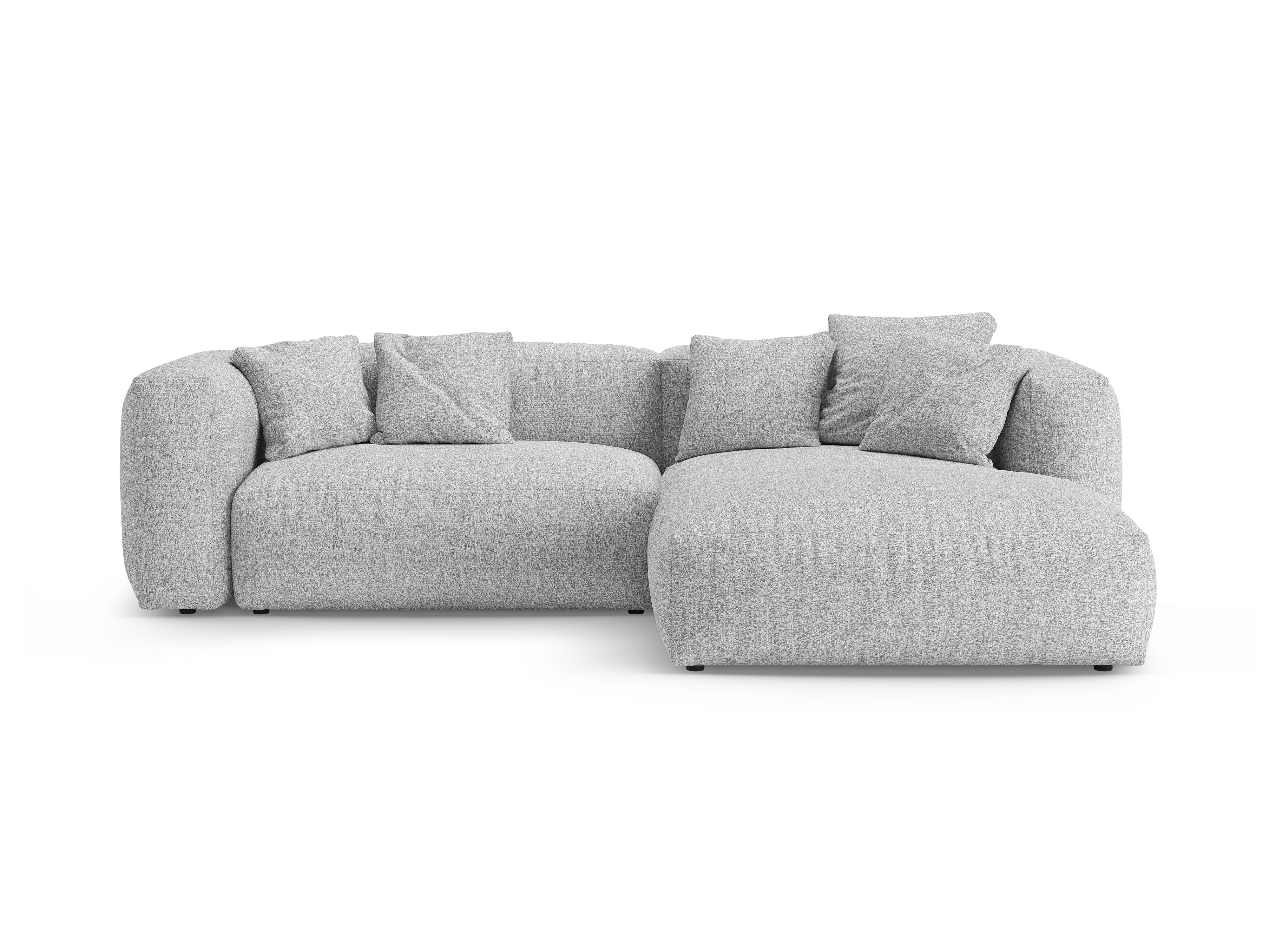 Rechtsseitige Schlafcouch MARTINA silbernes Boucle