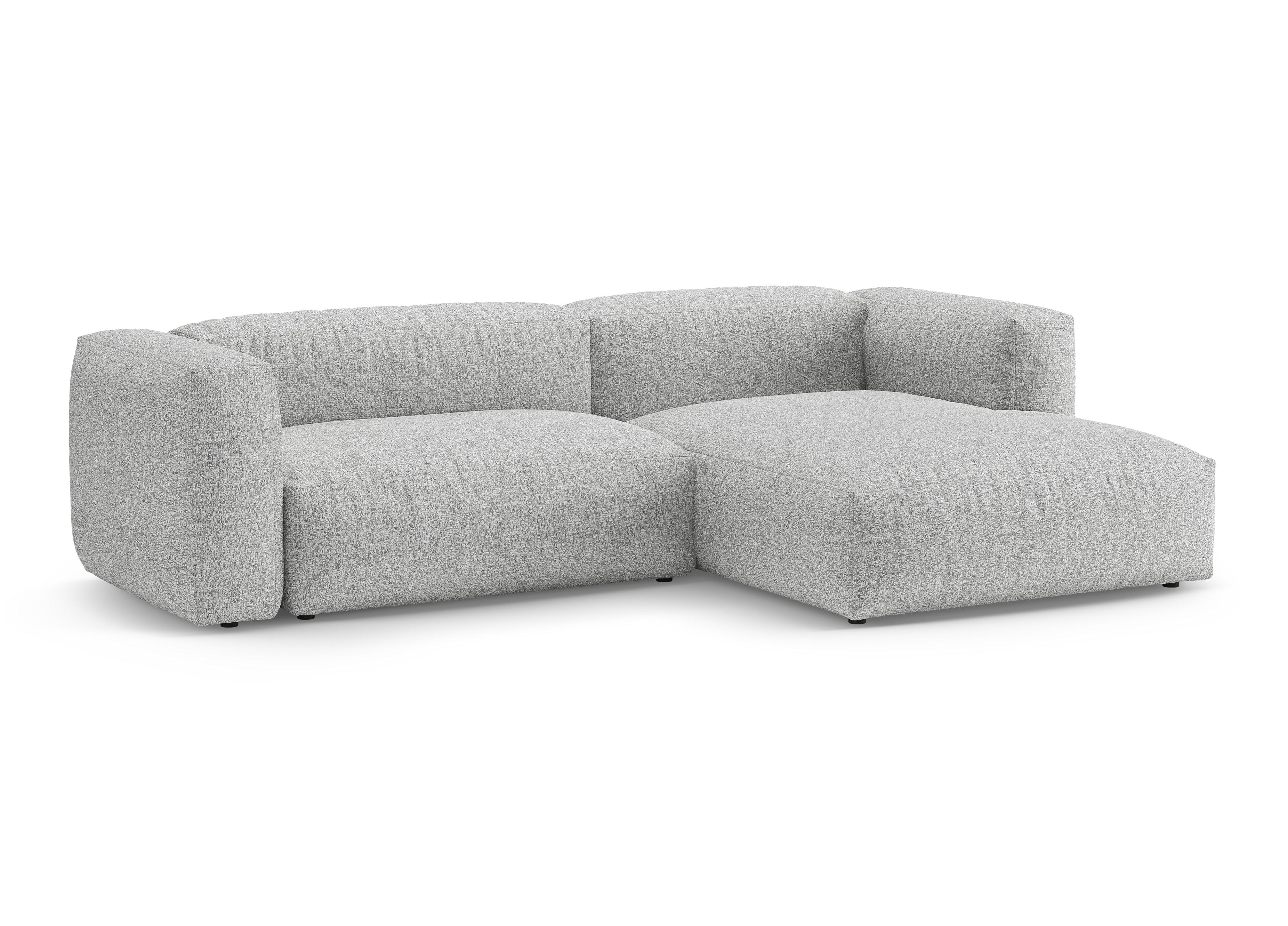 Rechtsseitige Schlafcouch MARTINA silbernes Boucle