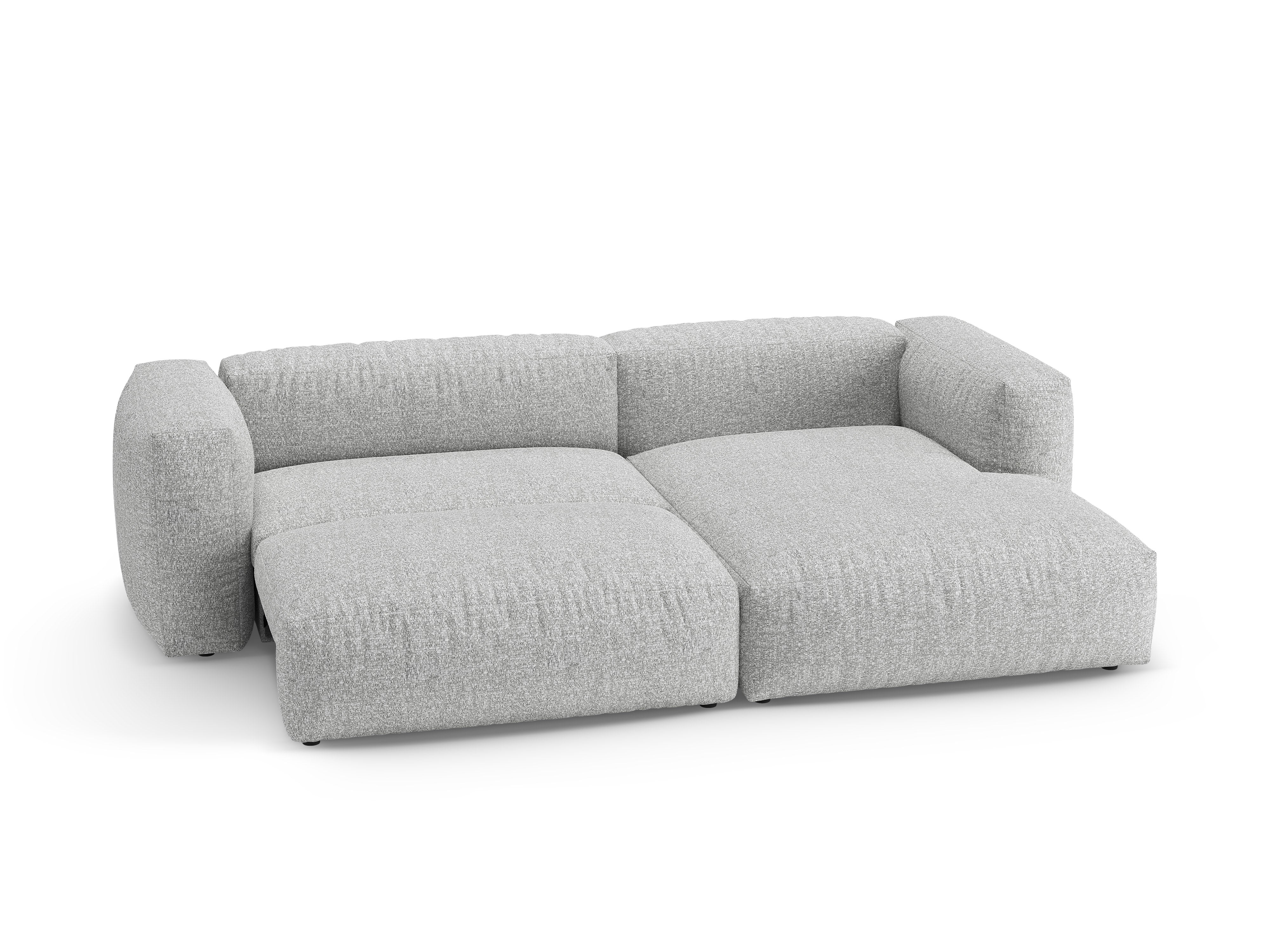 Rechtsseitige Schlafcouch MARTINA silbernes Boucle