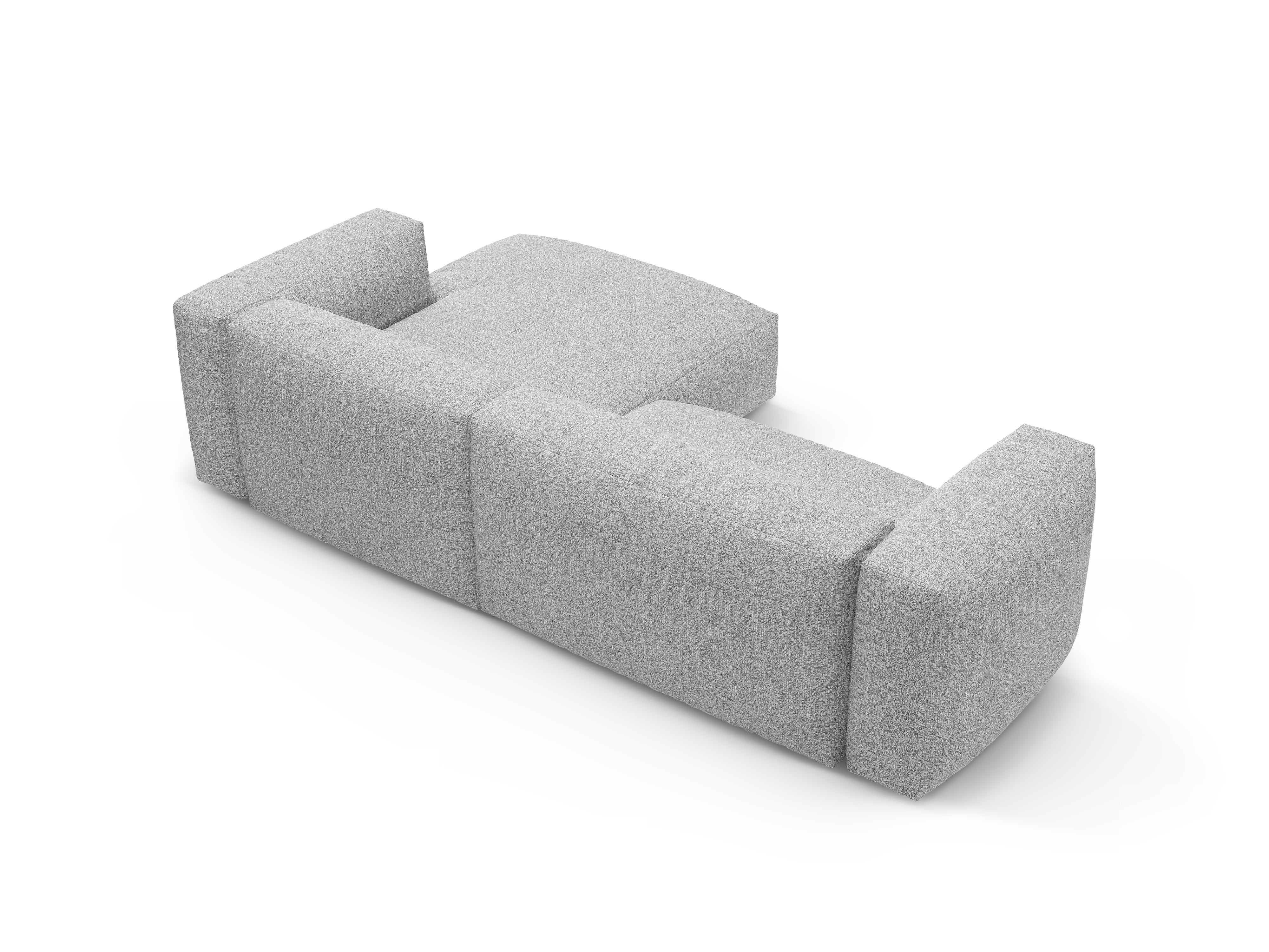 Rechtsseitige Schlafcouch MARTINA silbernes Boucle