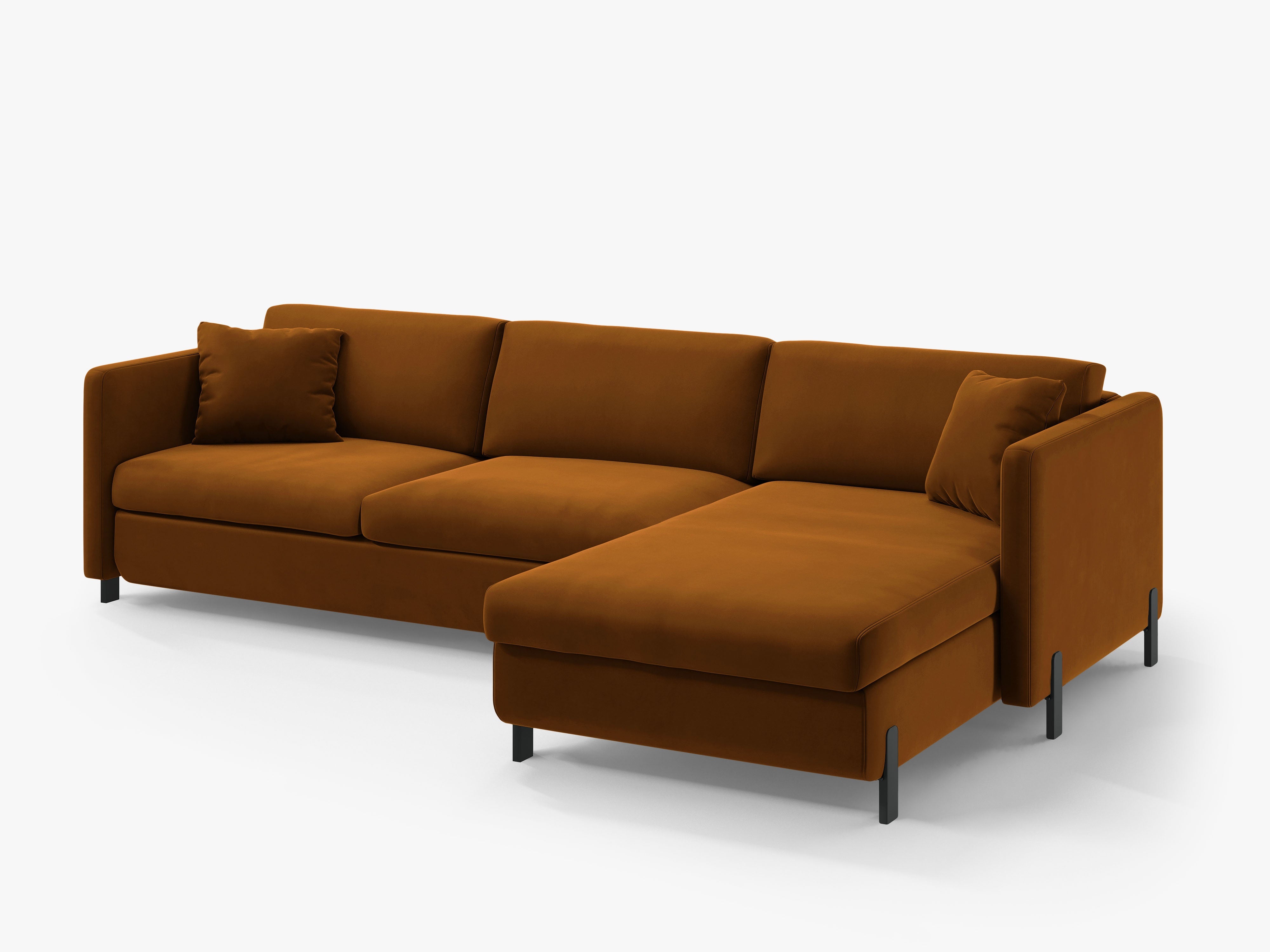 Samt-Ecksofa rechts mit Schlaffunktion GLORIA braun