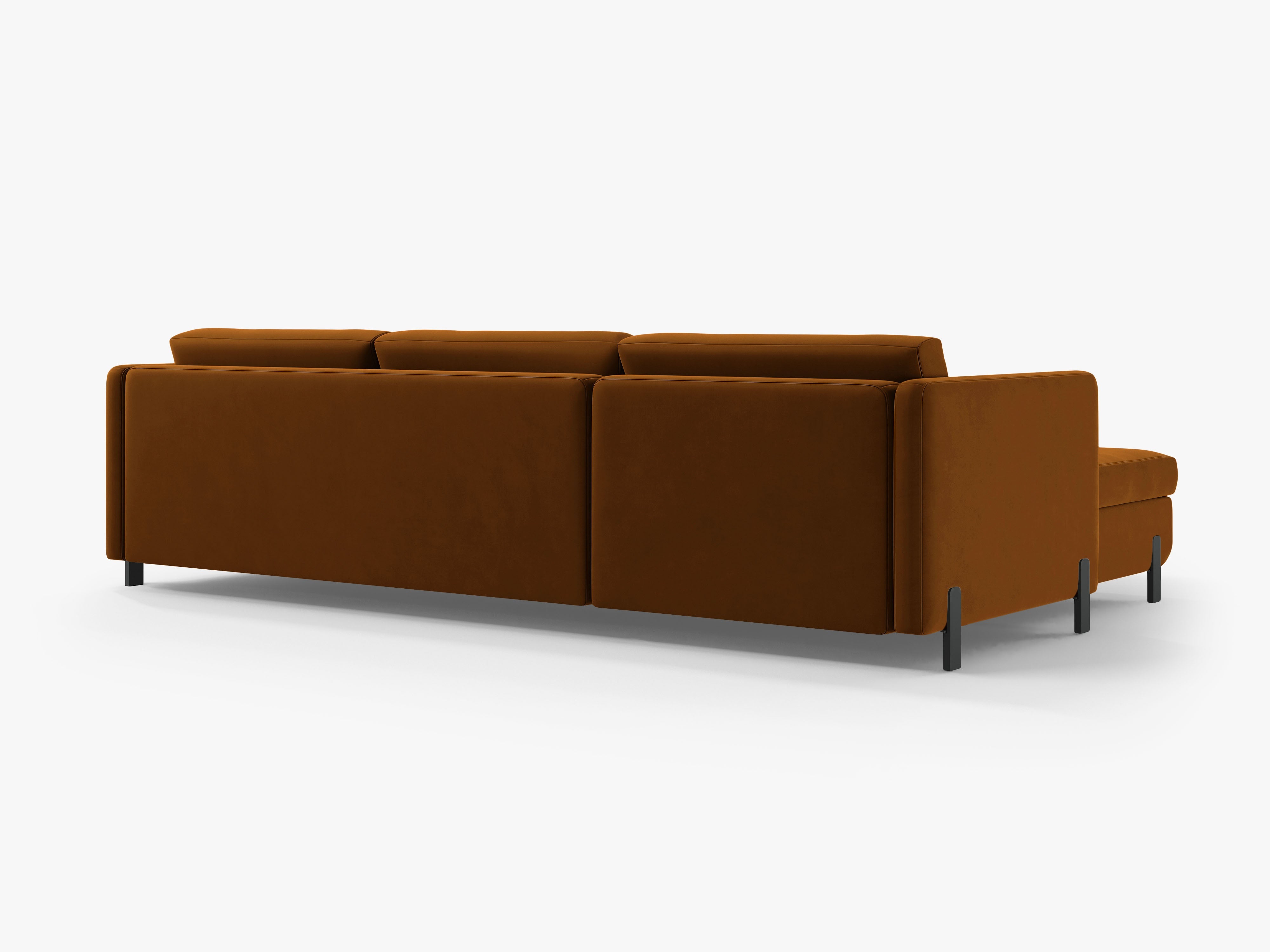 Samt-Ecksofa rechts mit Schlaffunktion GLORIA braun