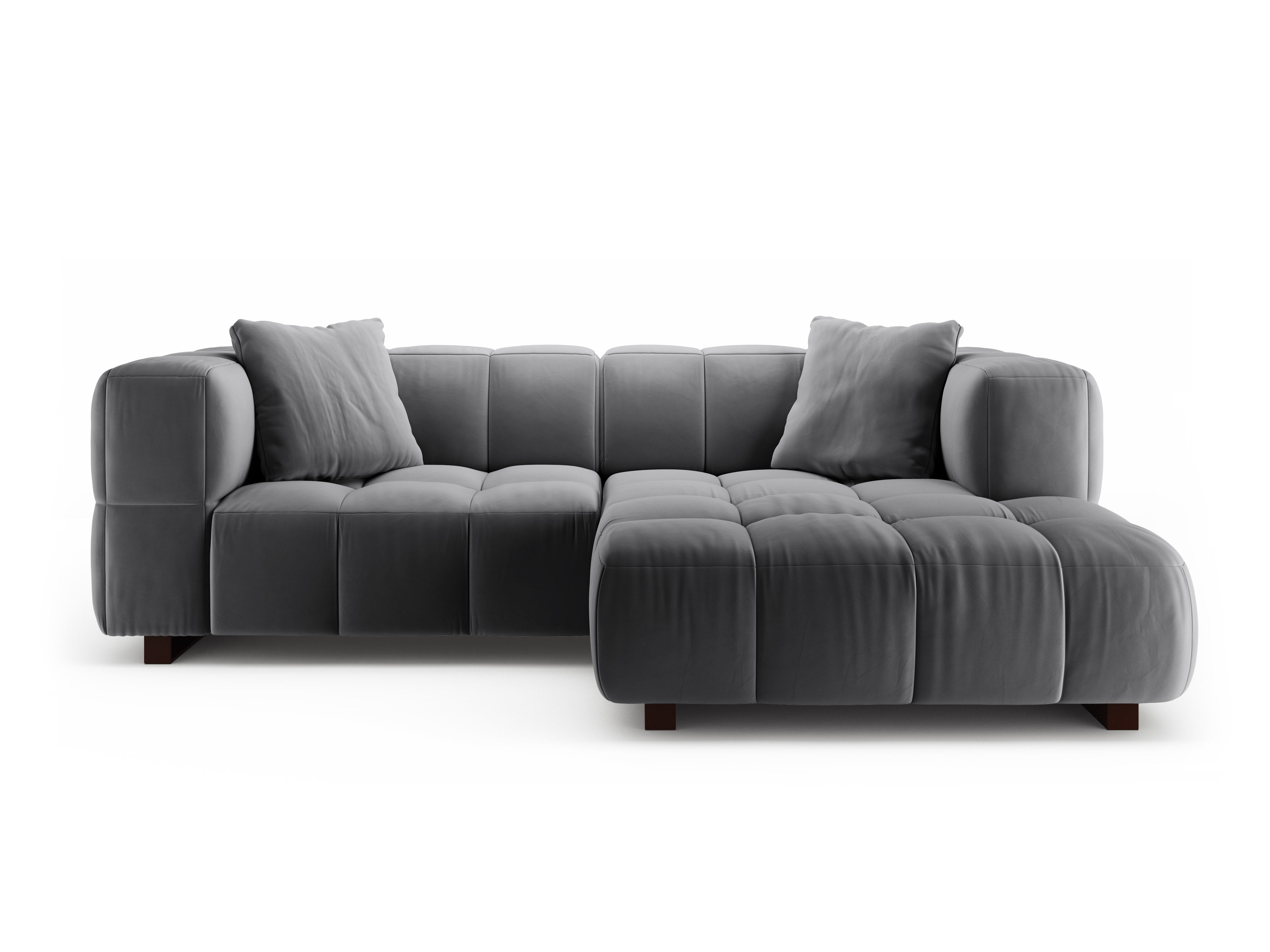 Samt-Ecksofa rechts mit Schlaffunktion PUMA grau