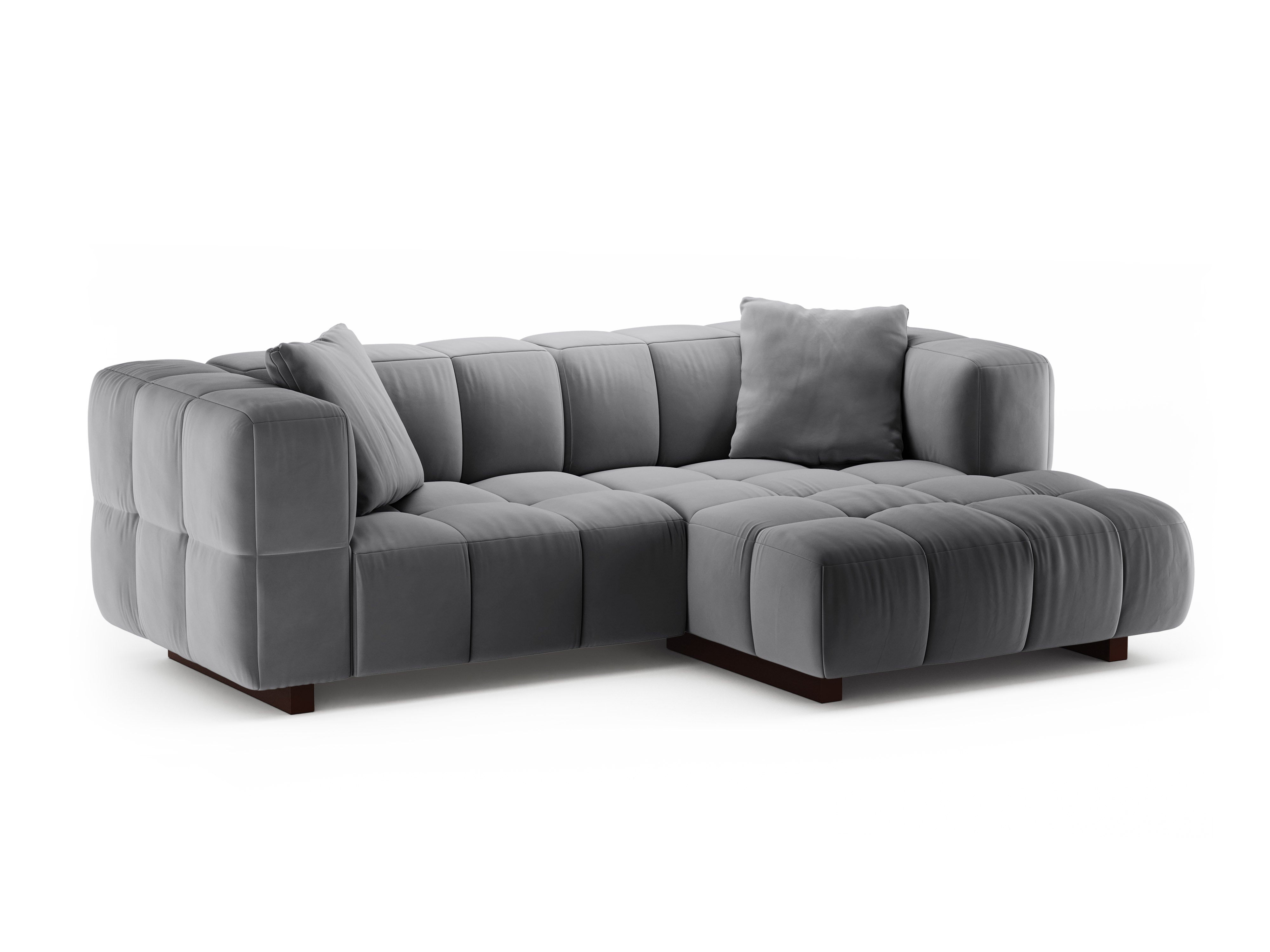 Samt-Ecksofa rechts mit Schlaffunktion PUMA grau